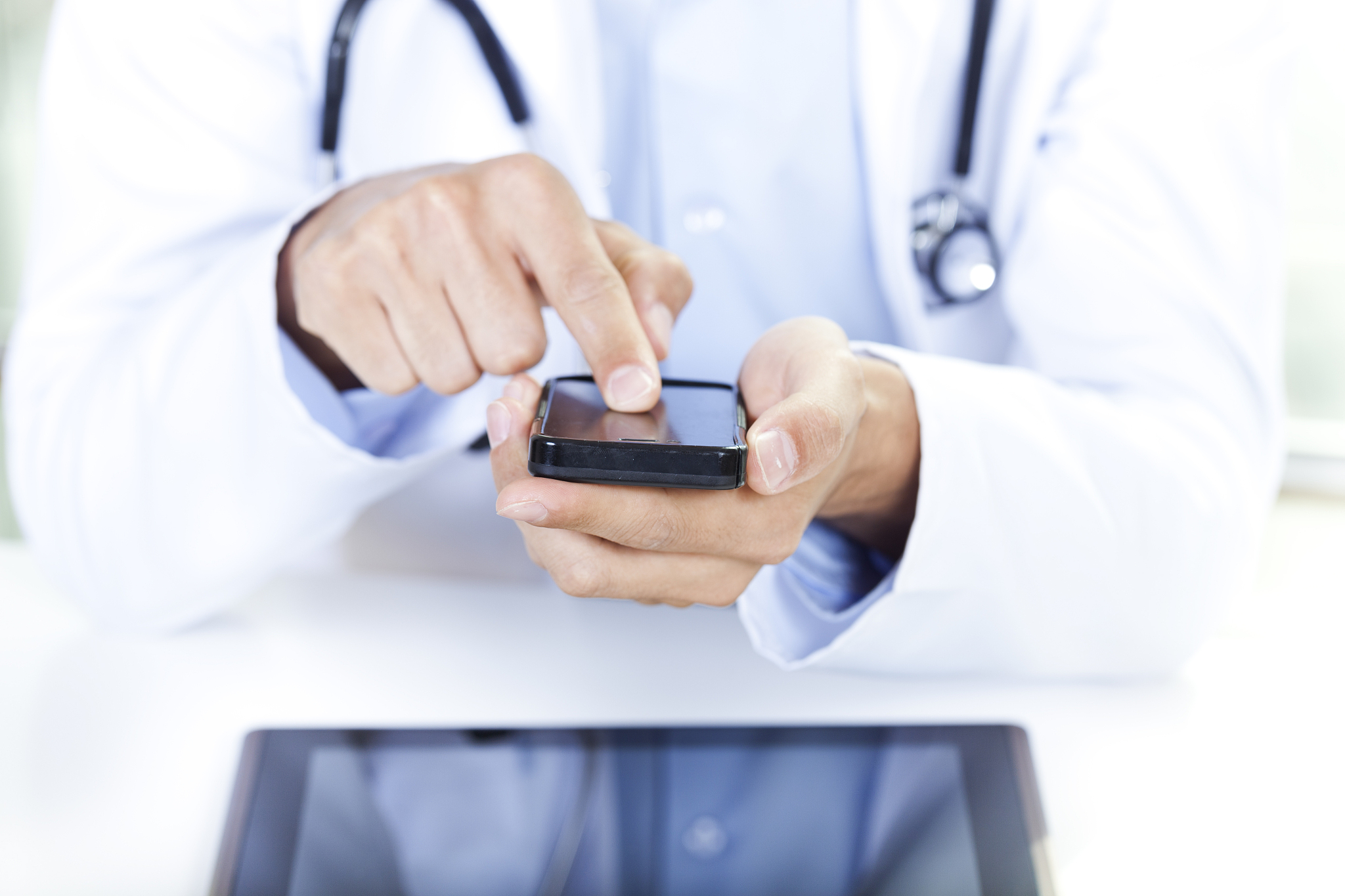 doctor using smartphone
