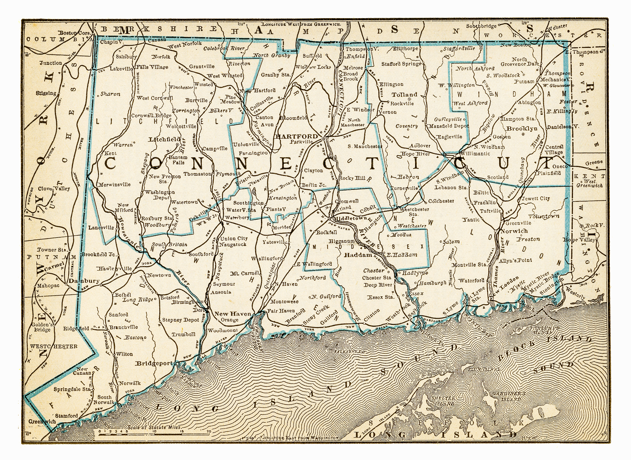 map of connecticut 1893