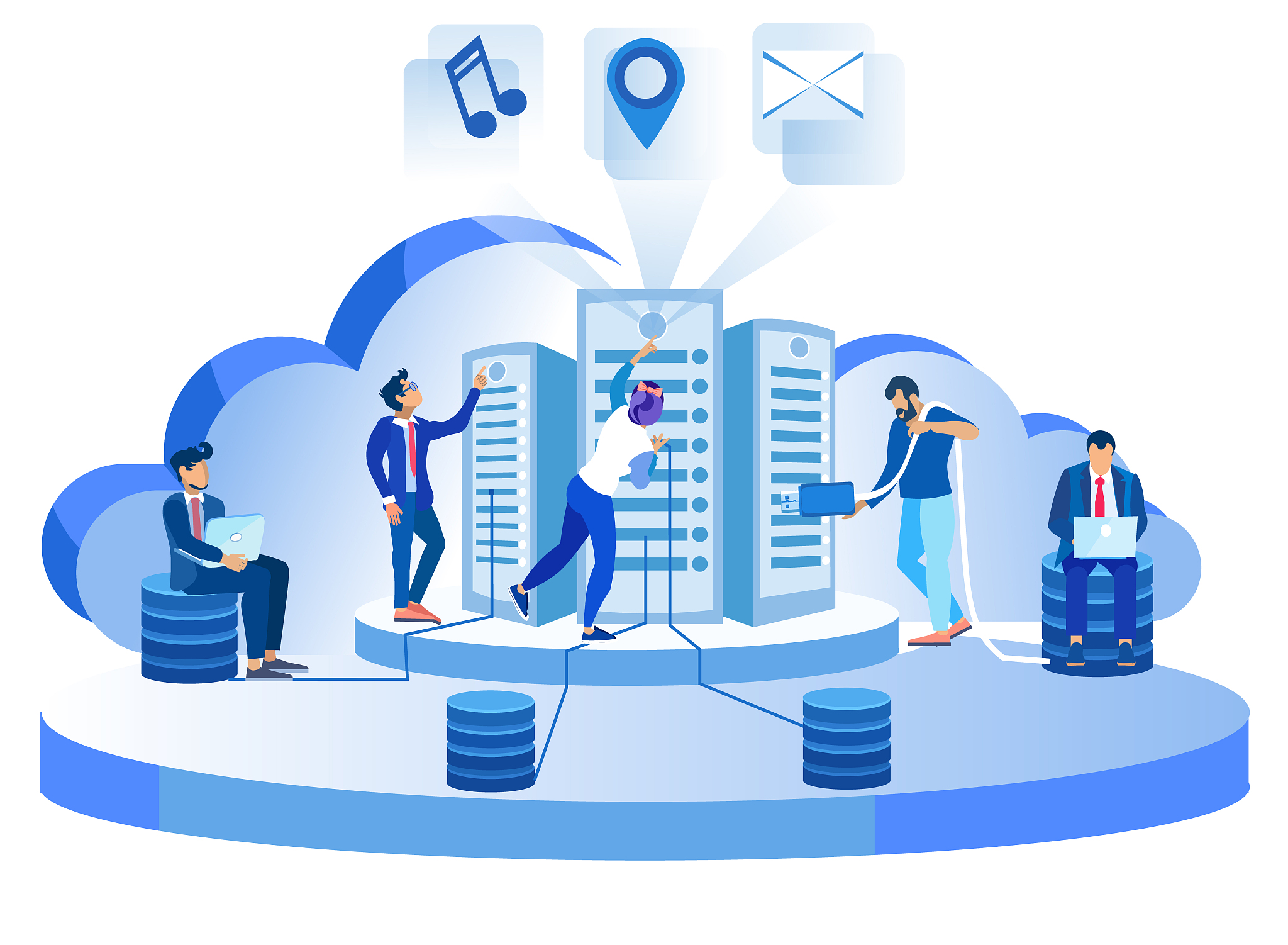 modern network data center hosting servers banner