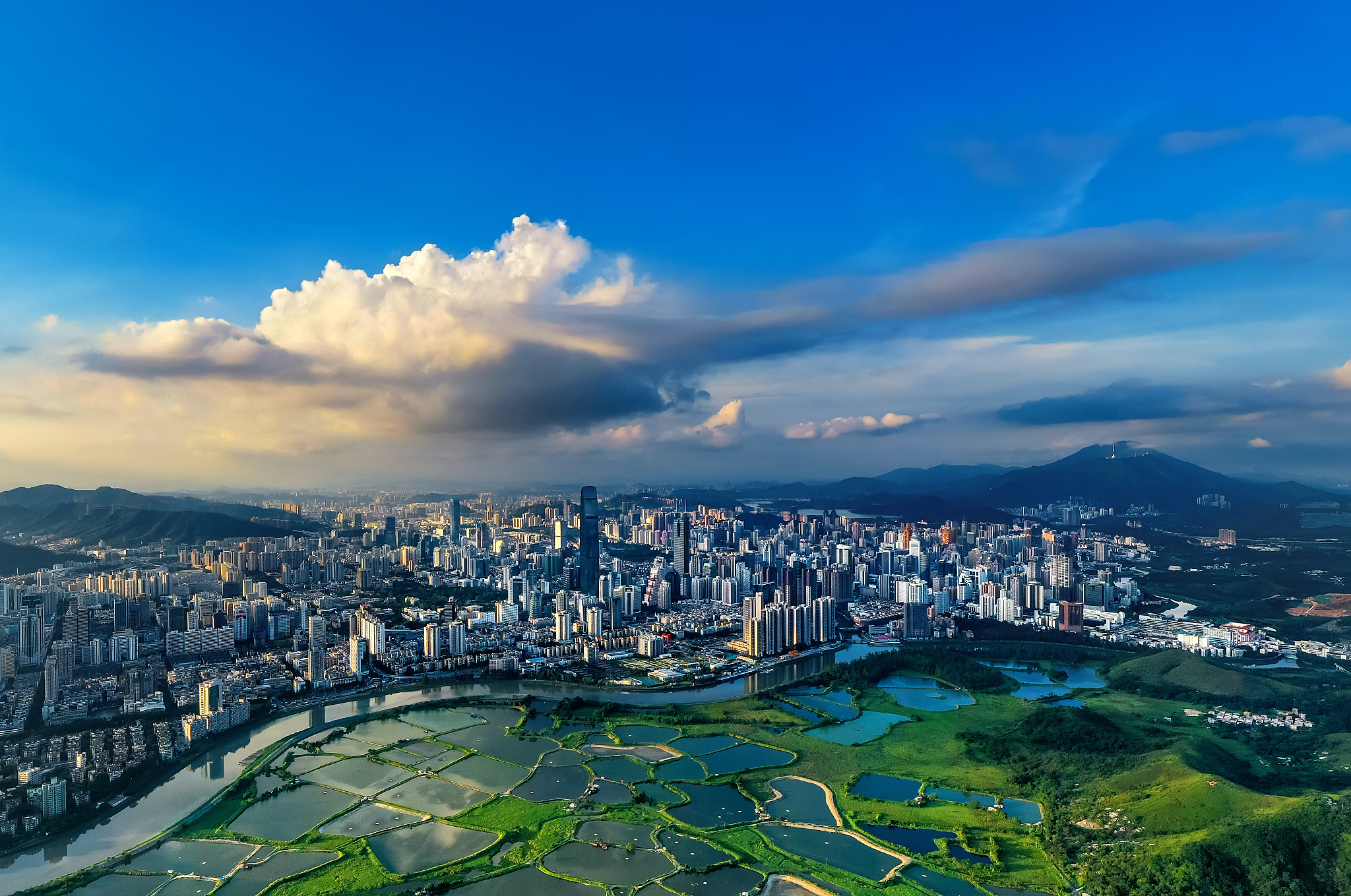 从香港鸟瞰深圳罗湖区