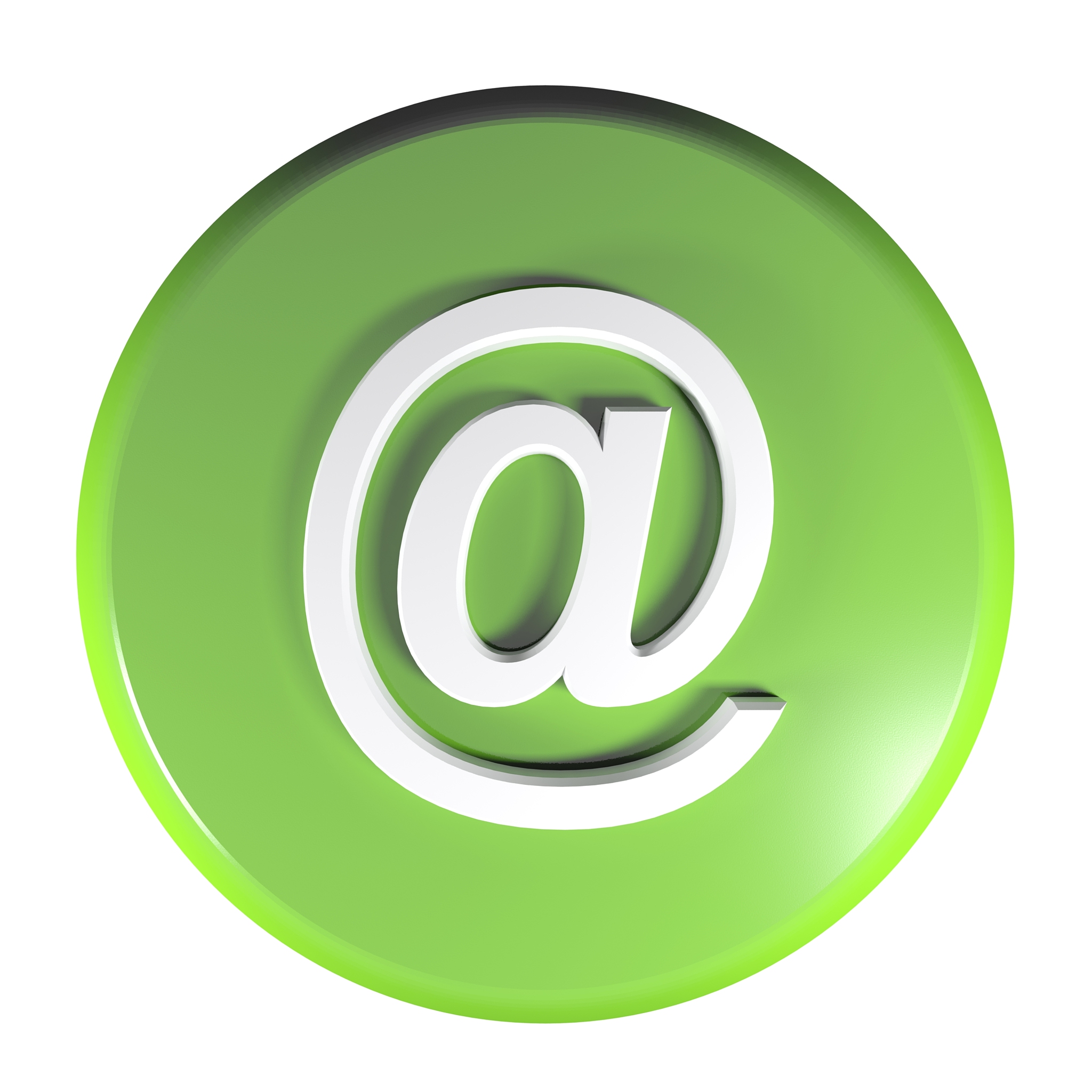 green circle at - email push button - 3d rendering illustration