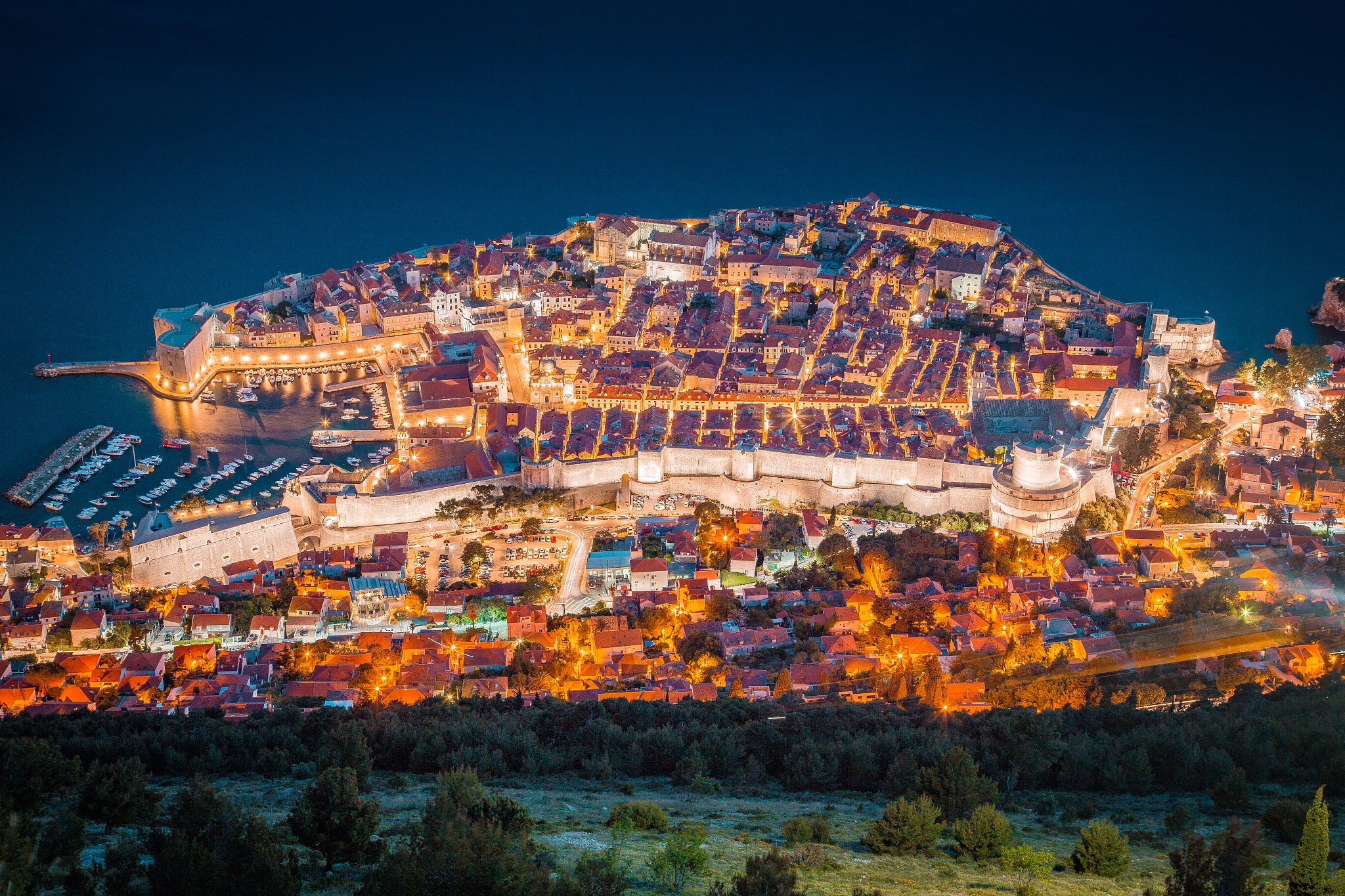old town of dubrovnik at twilight, dalmatia, croatia