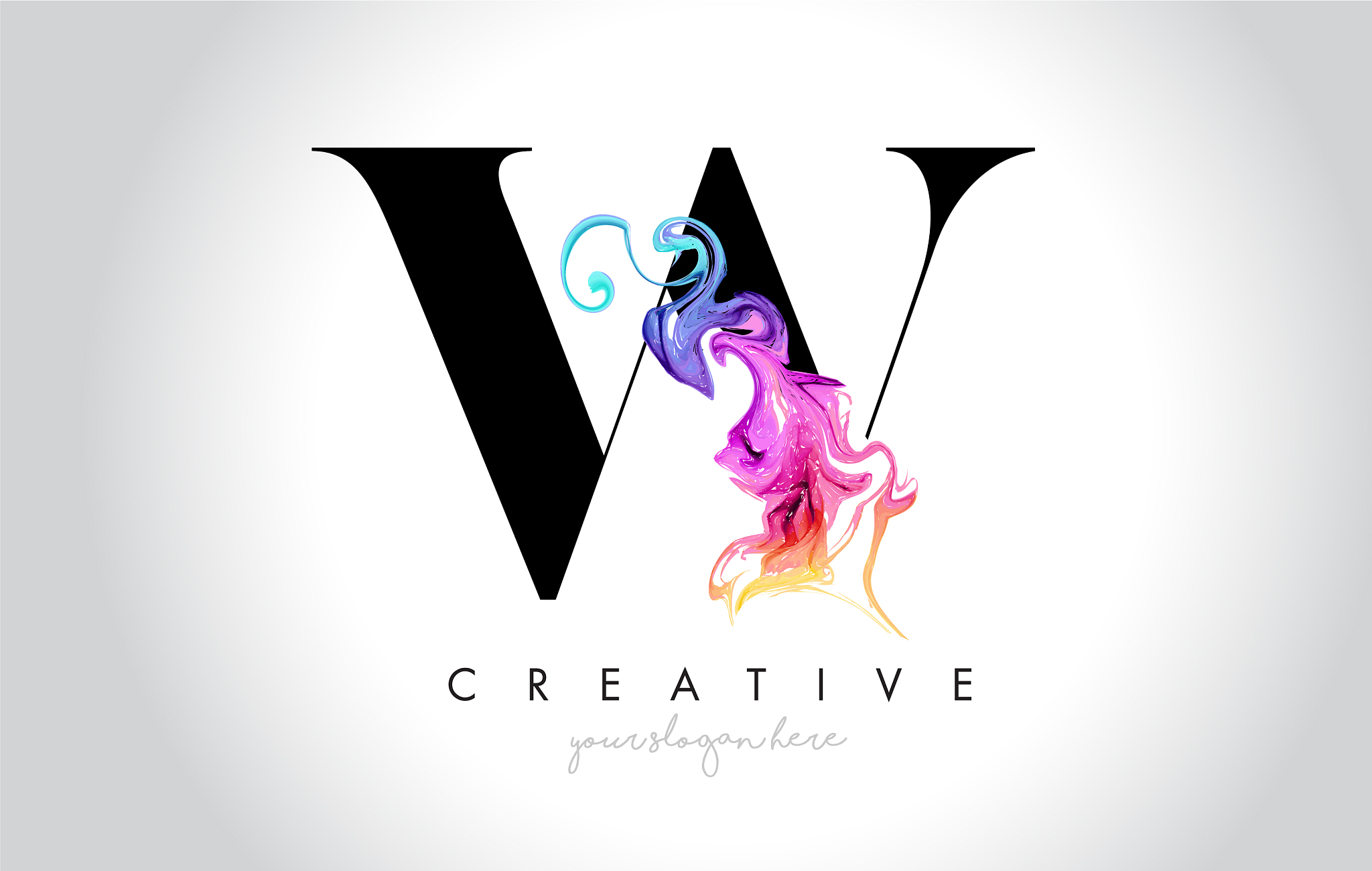 w vibrant creative leter logo design with