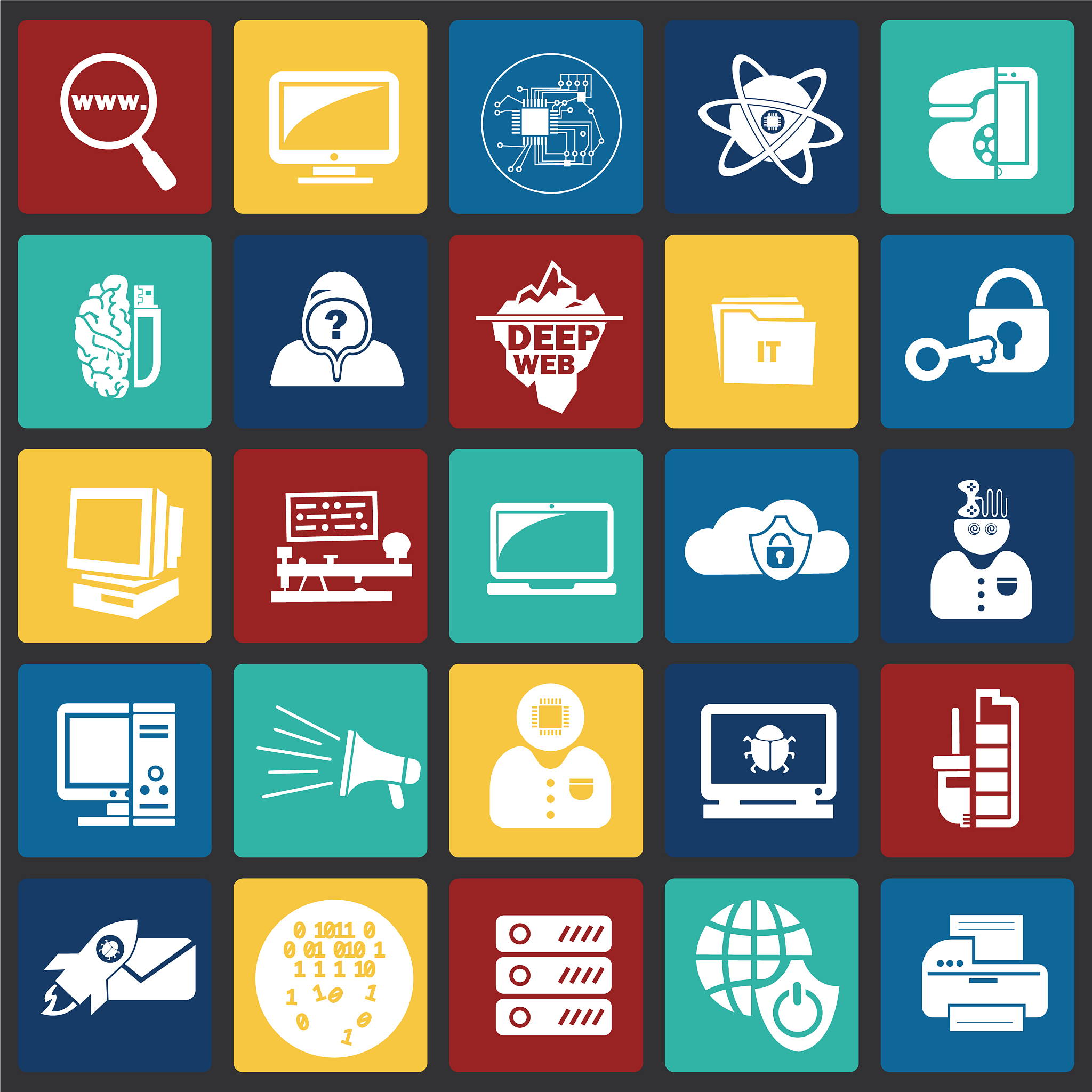computer and internet technologies set on color