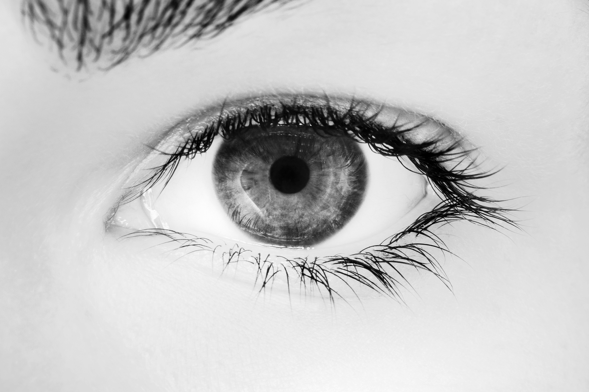 black and white eyes of a woman