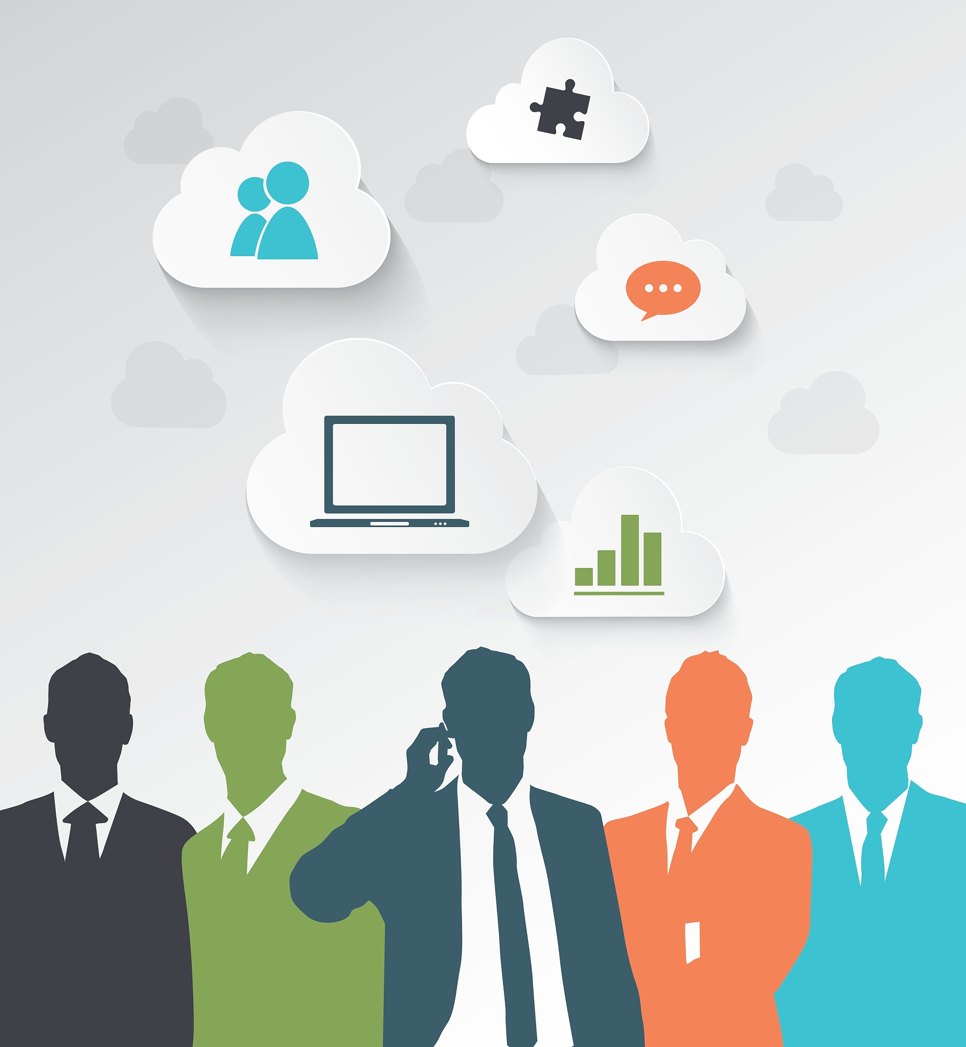 colorful silhouette businessman team