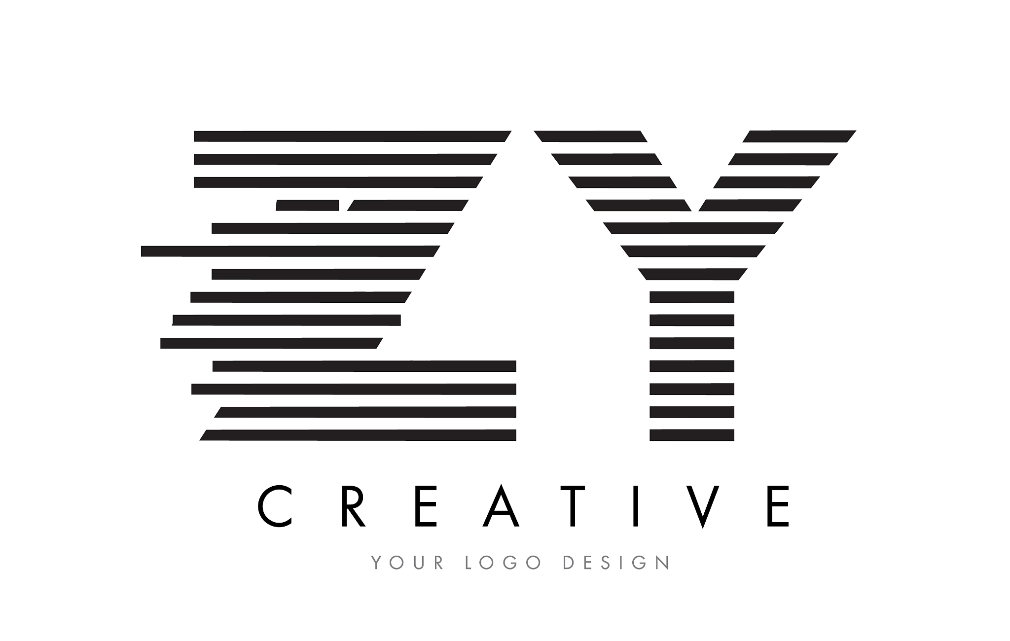 zy z y zebra letter logo design with black and