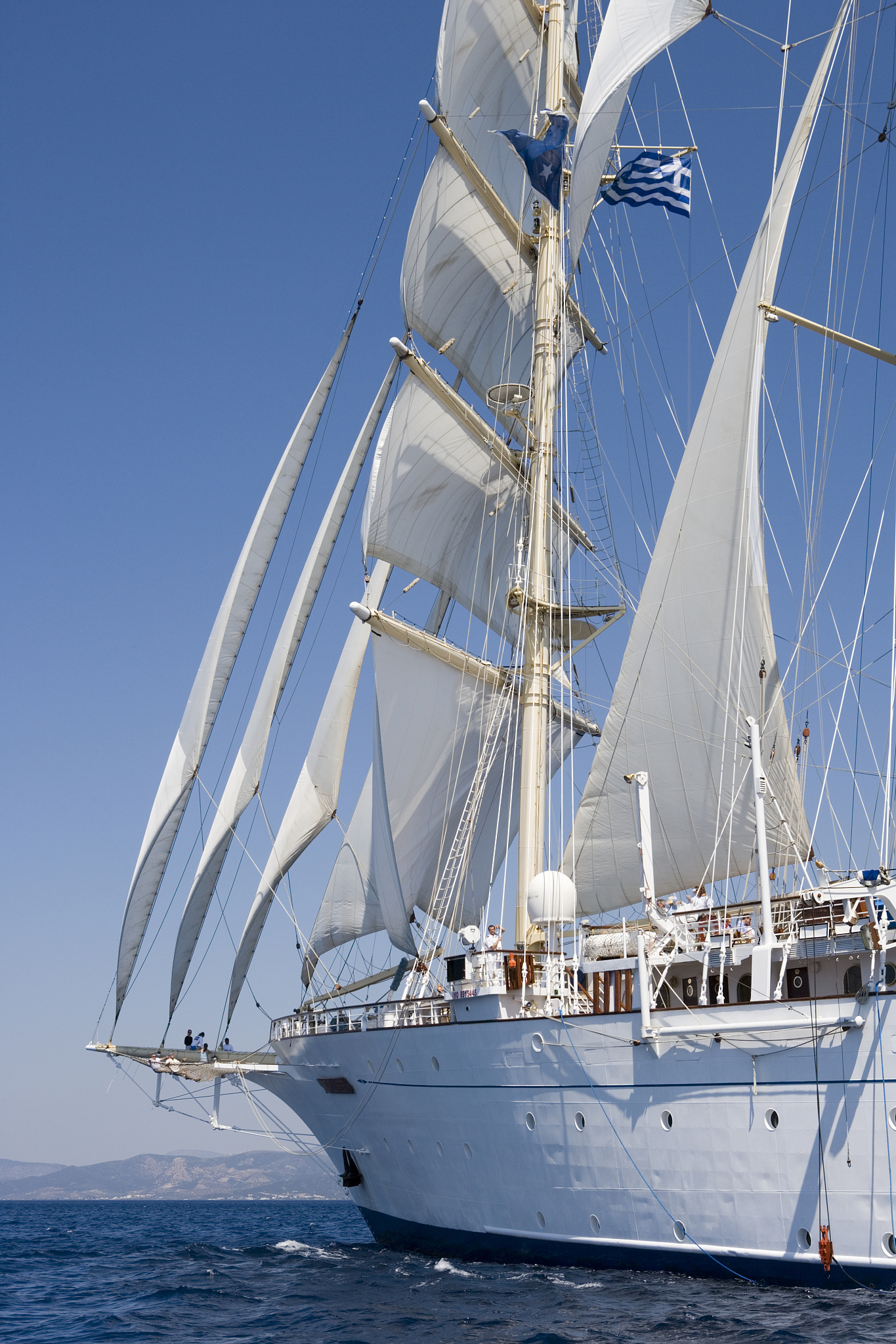 sailing cruise ship under full sail