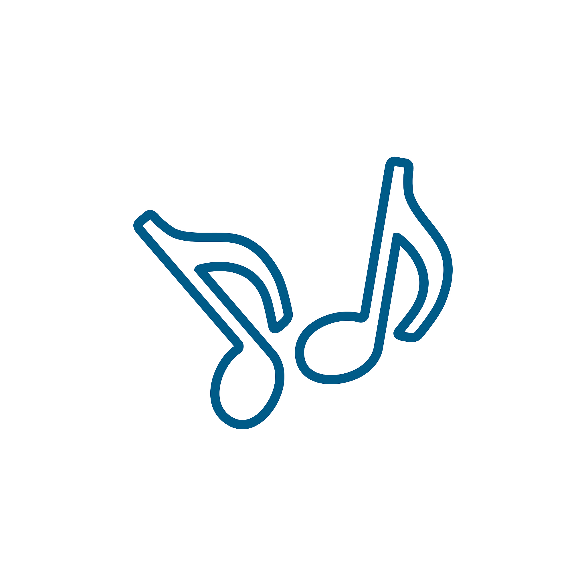music note line blue icon on white background. blue flat style v