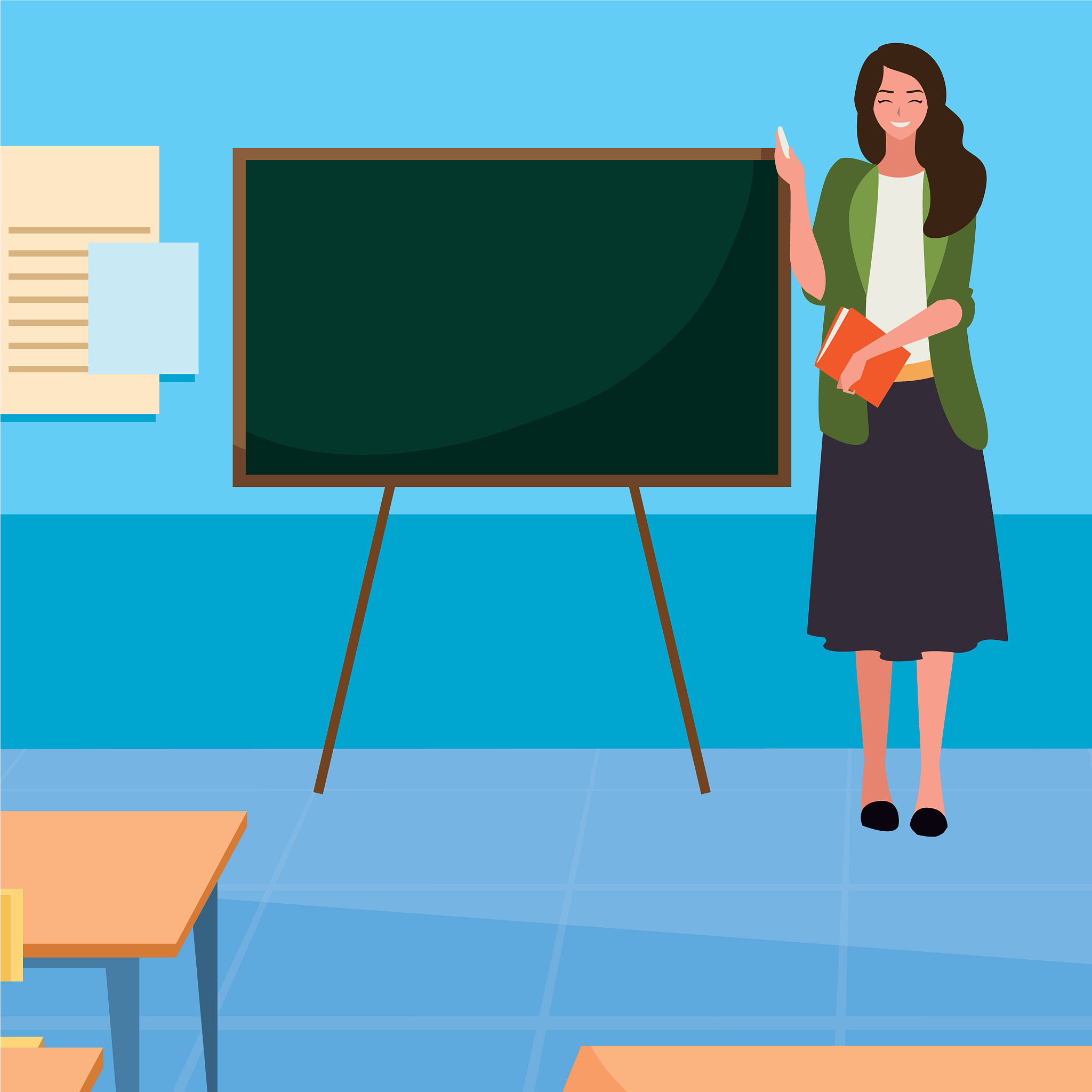 female teacher in classroom character