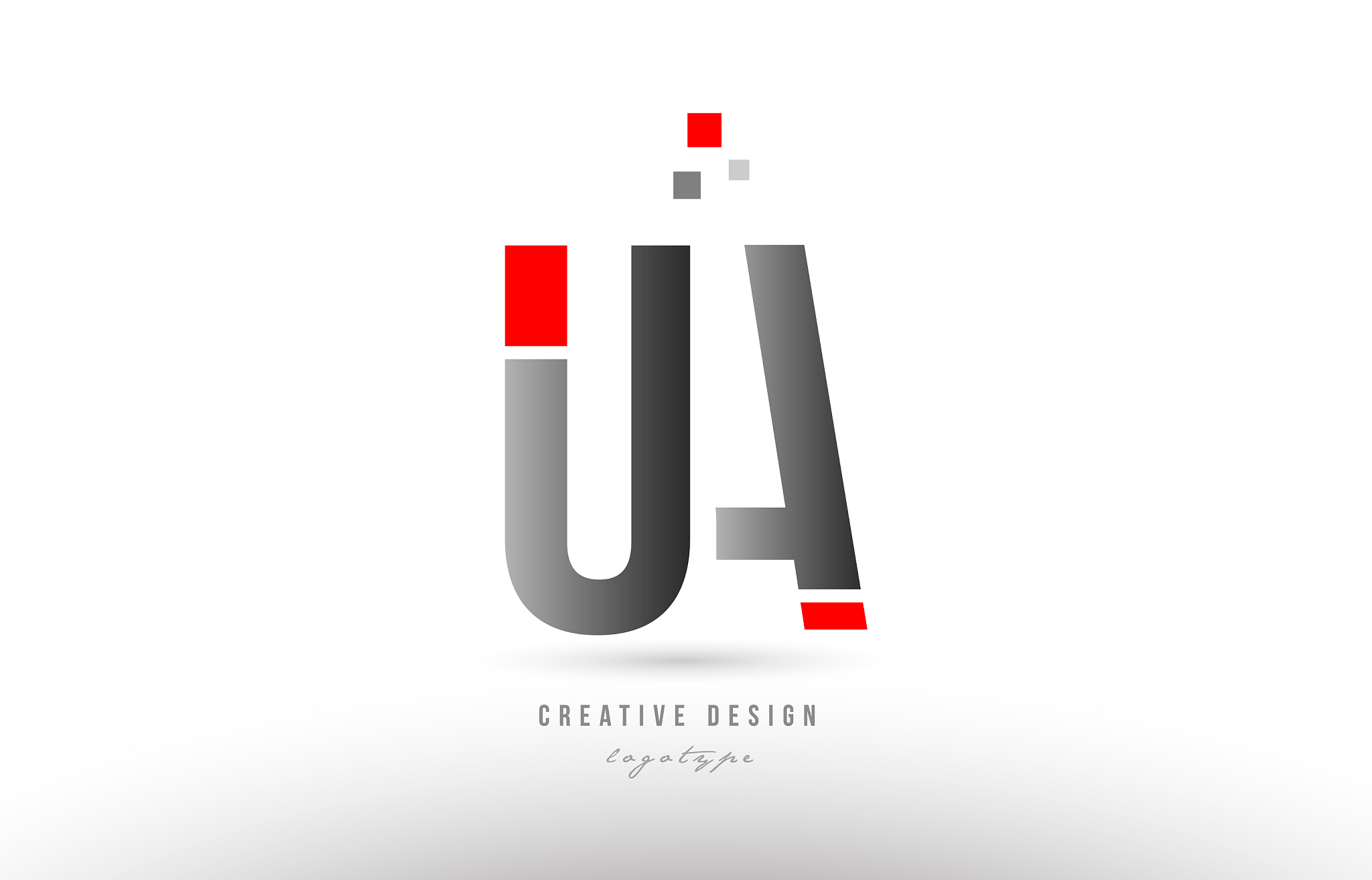 red grey alphabet letter ua u a logo combination