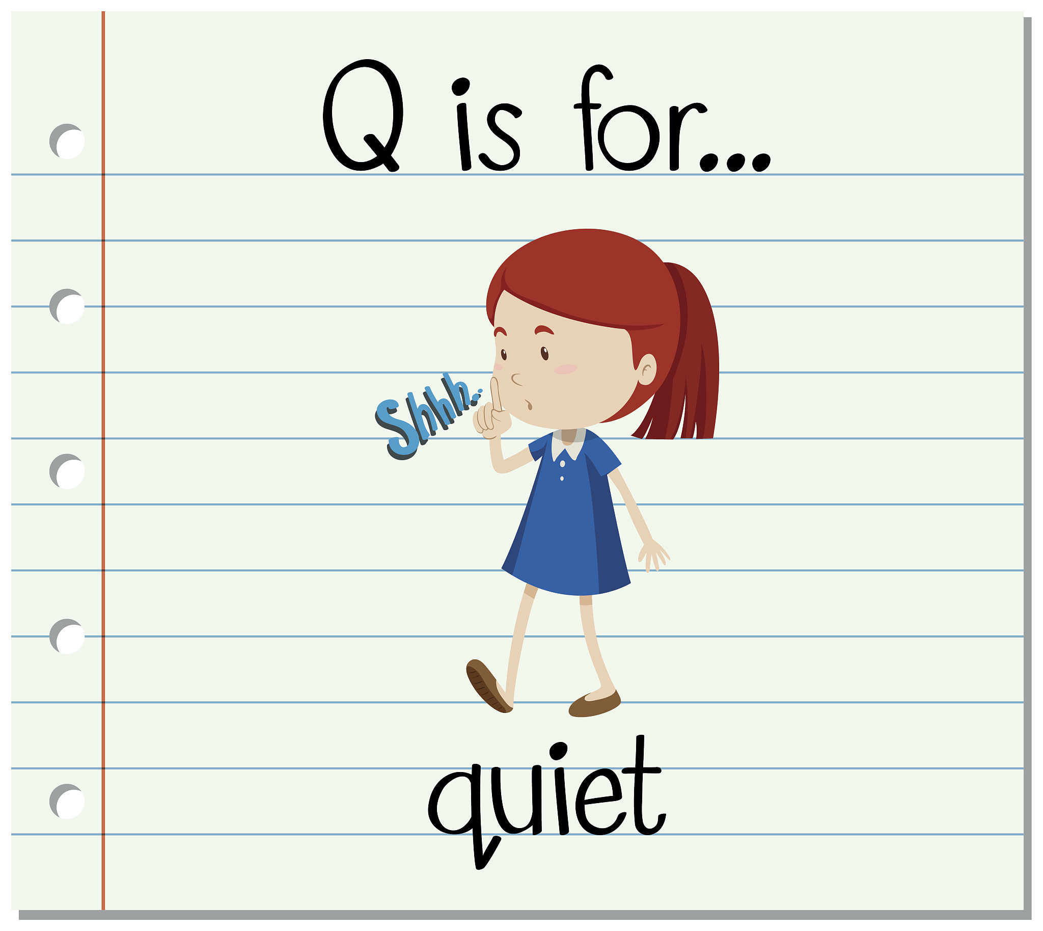 flashcard letter q is for quiet