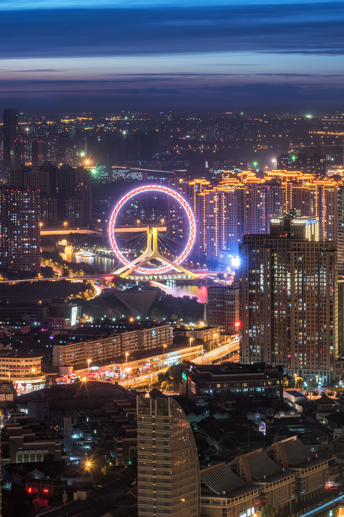 china tianjin city lights