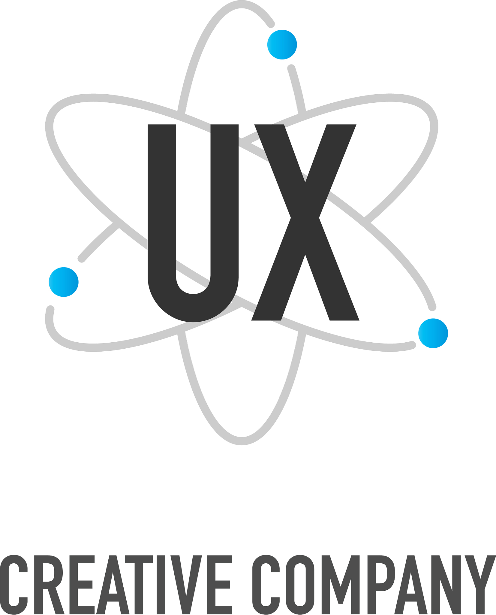 initial letter ux atom neutron design logo