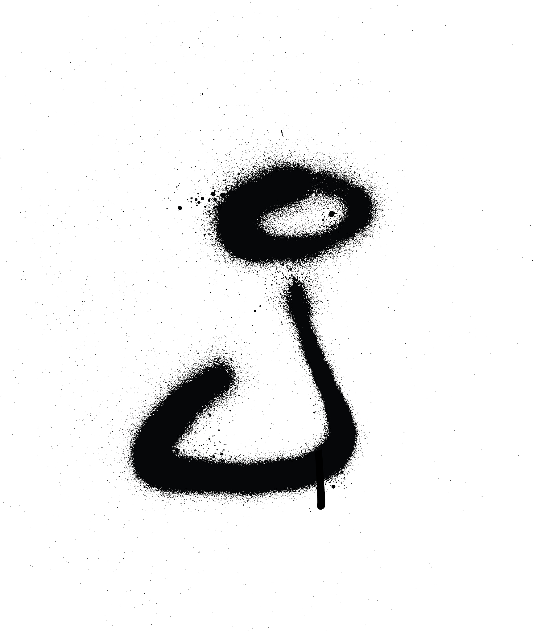 sprayed j font graffiti with leak in black