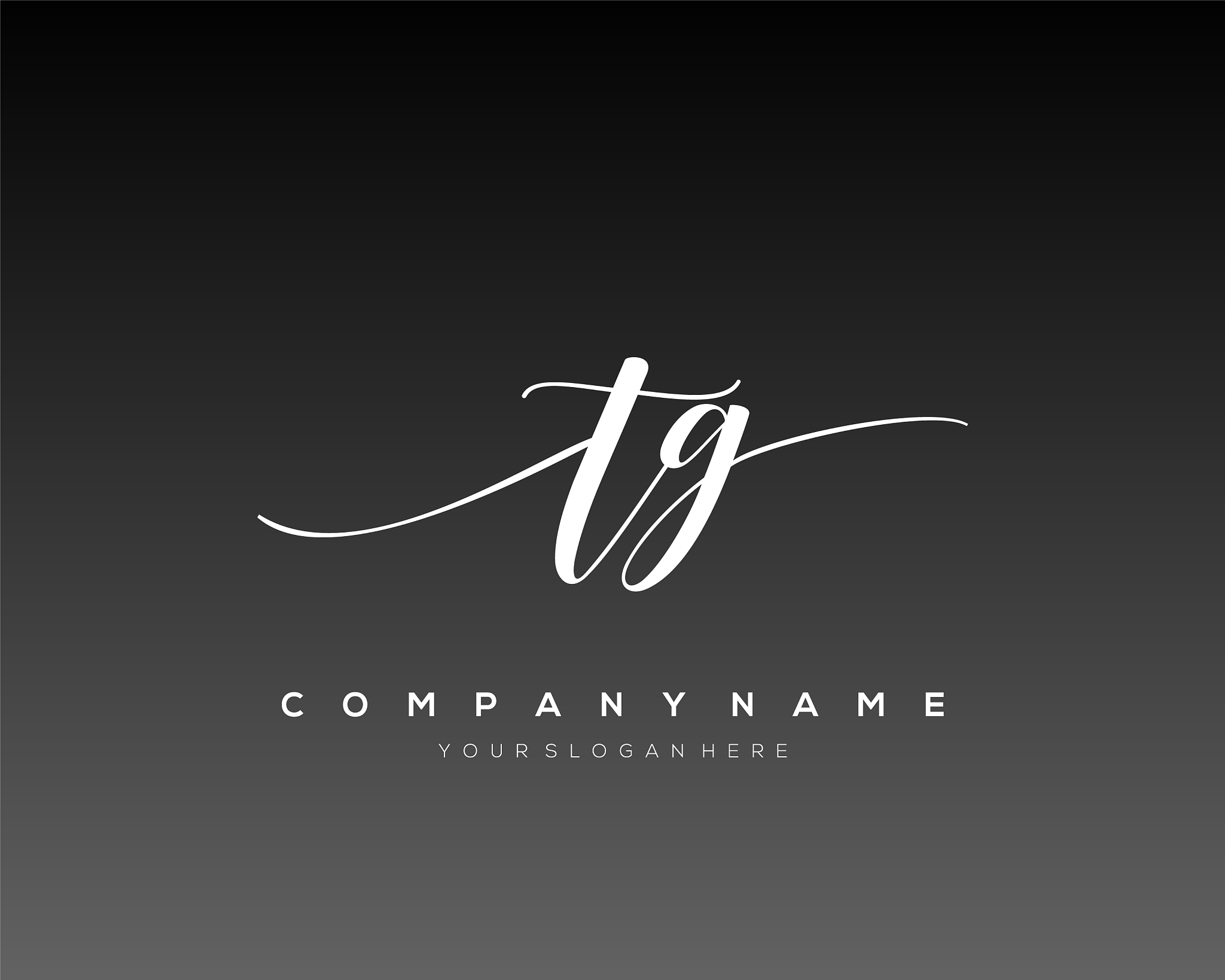 tg initial letter handwriting logo hand drawn