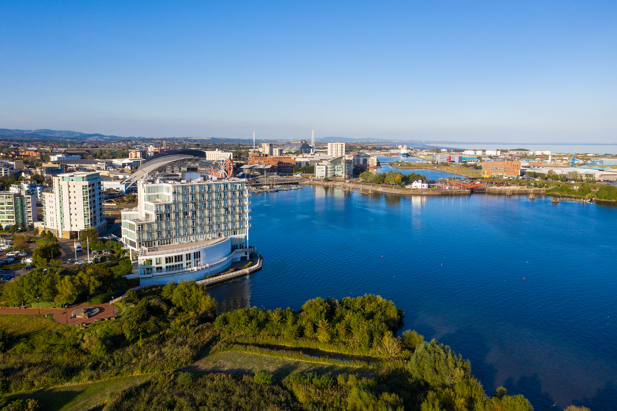 aerial view of cardiff bay