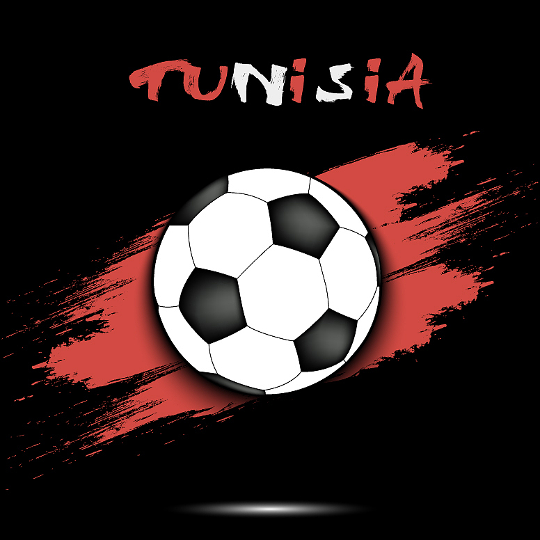 soccer ball and tunisia flag