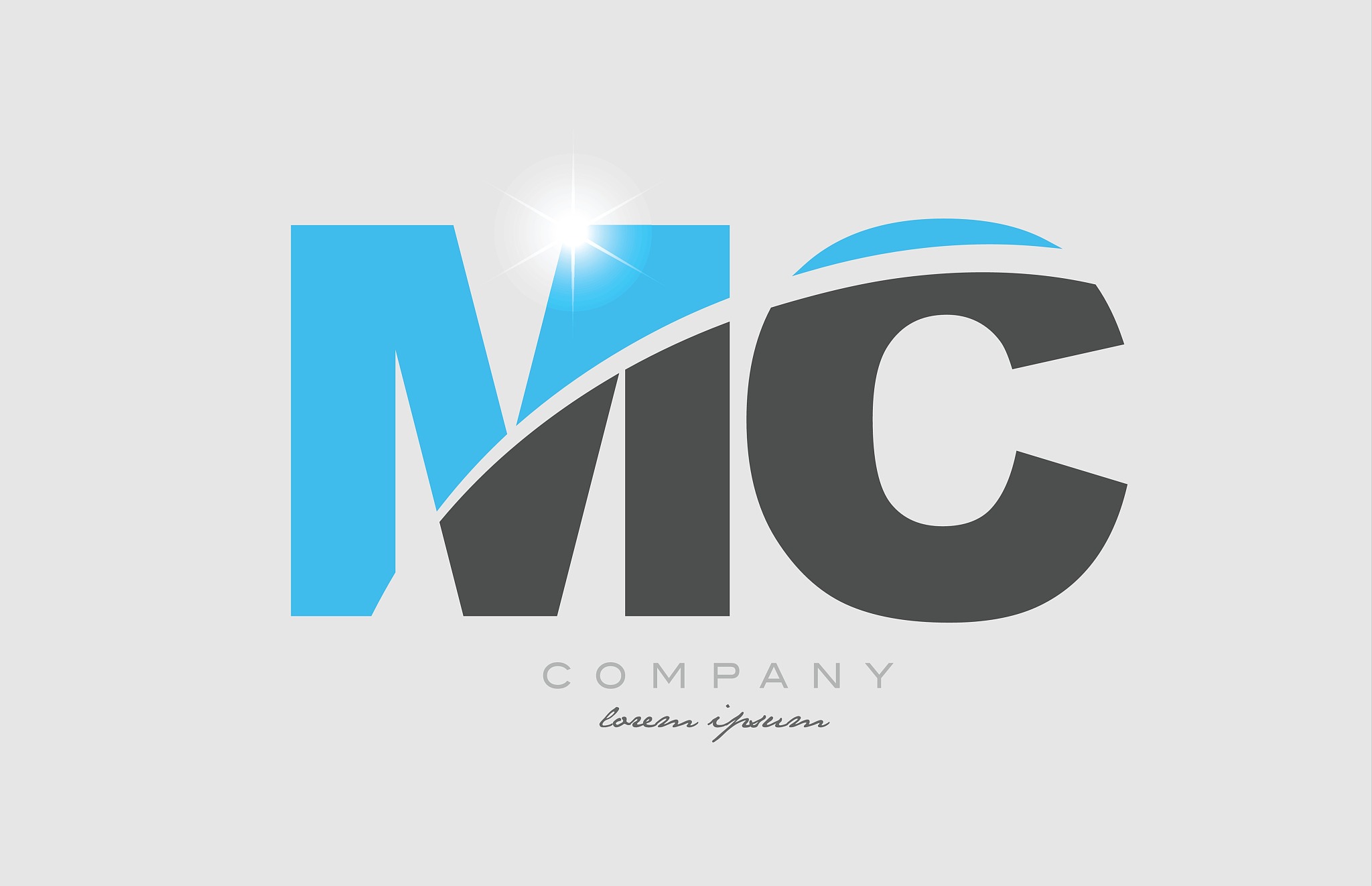 combination letter mc m c in grey blue color alphabet for logo i
