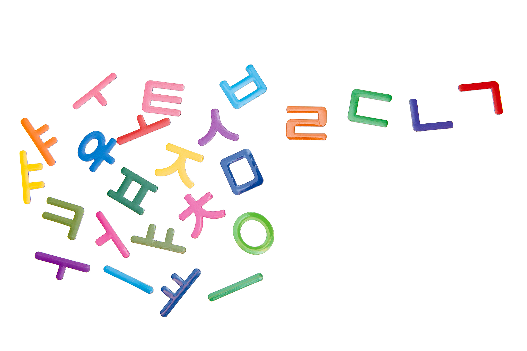 colorful and beautiful korean letters, abc, korean language on w