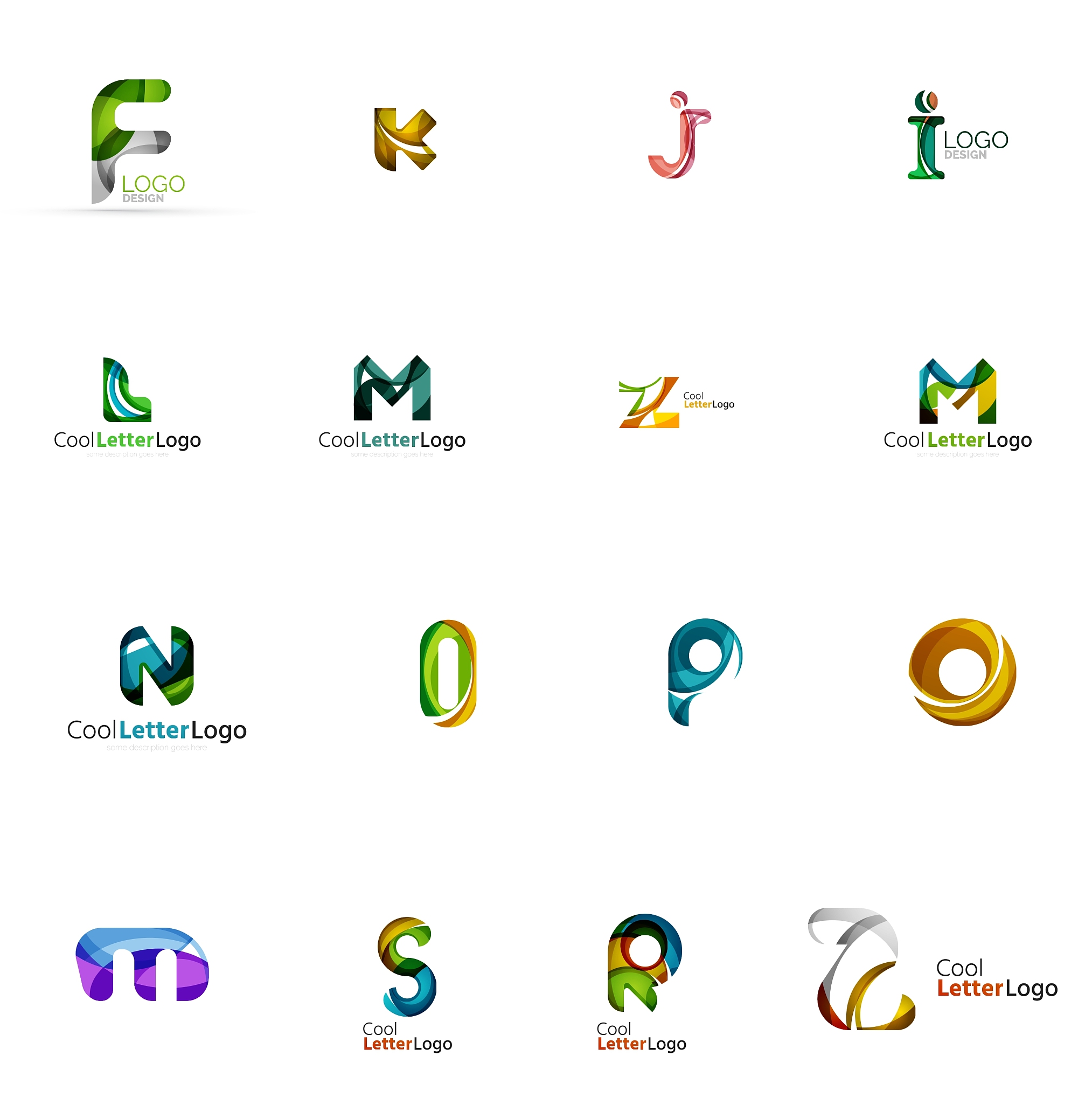 set of colorful abstract letter corporate logos