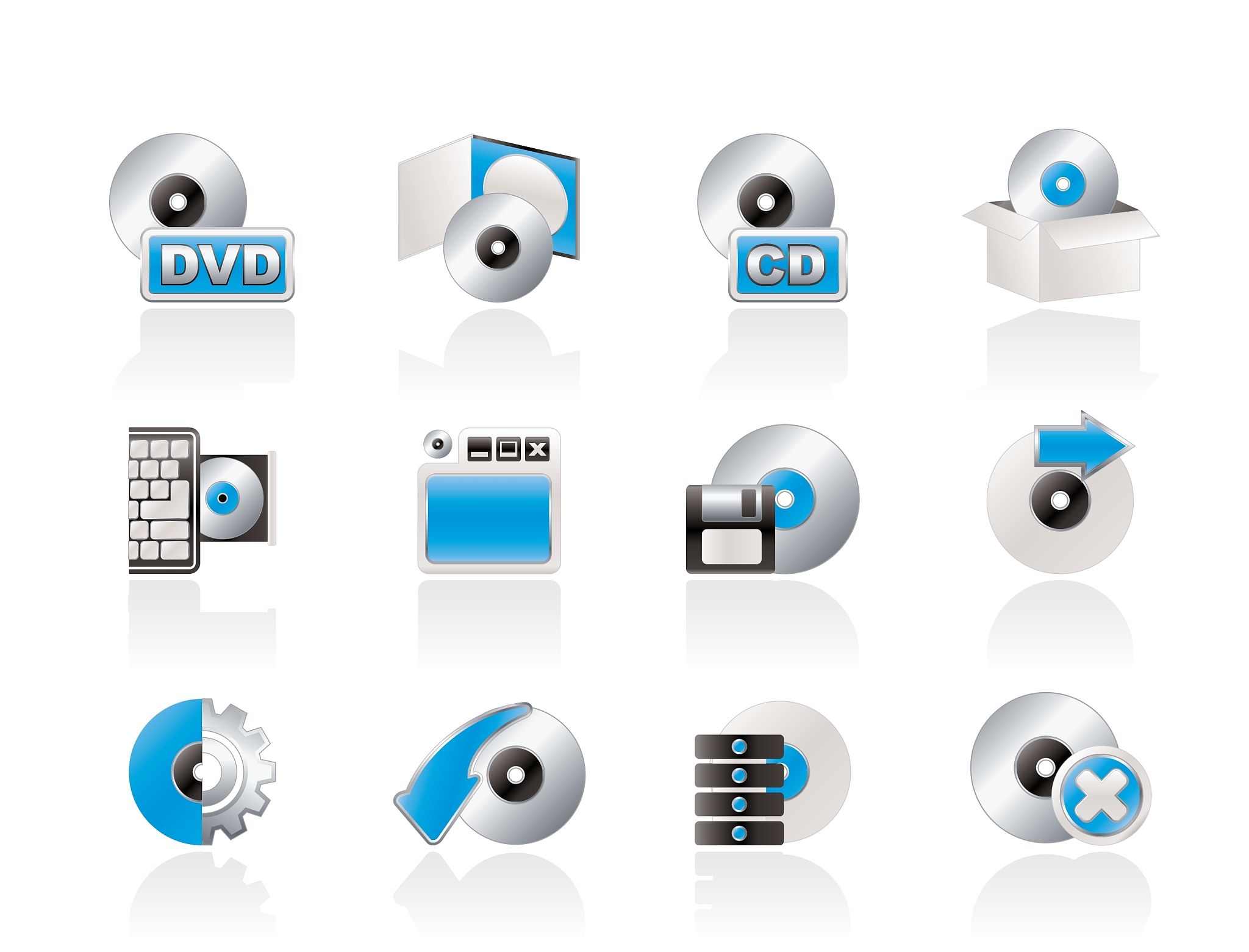 computer media and disk icons