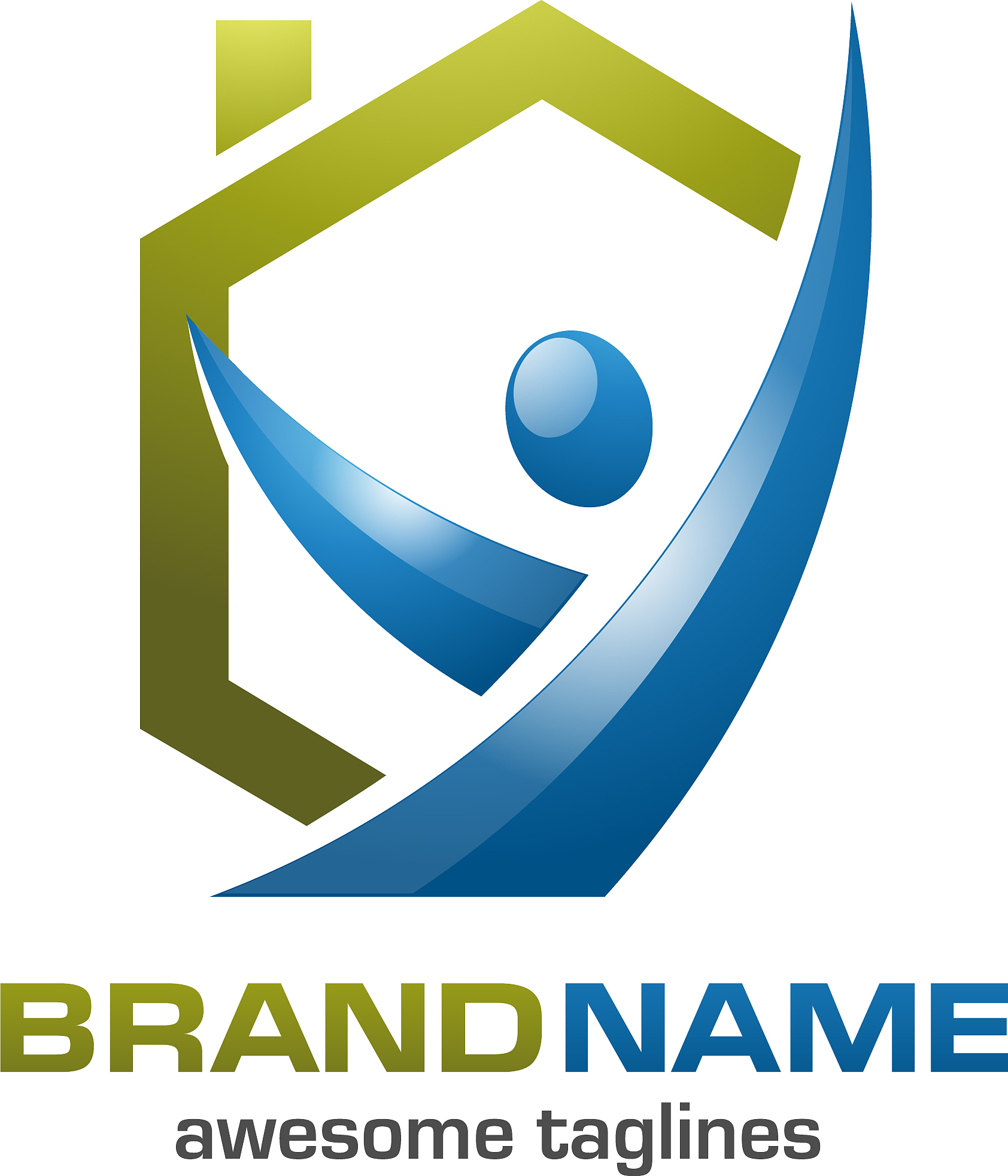 colorful imaginative house with happy figure logo
