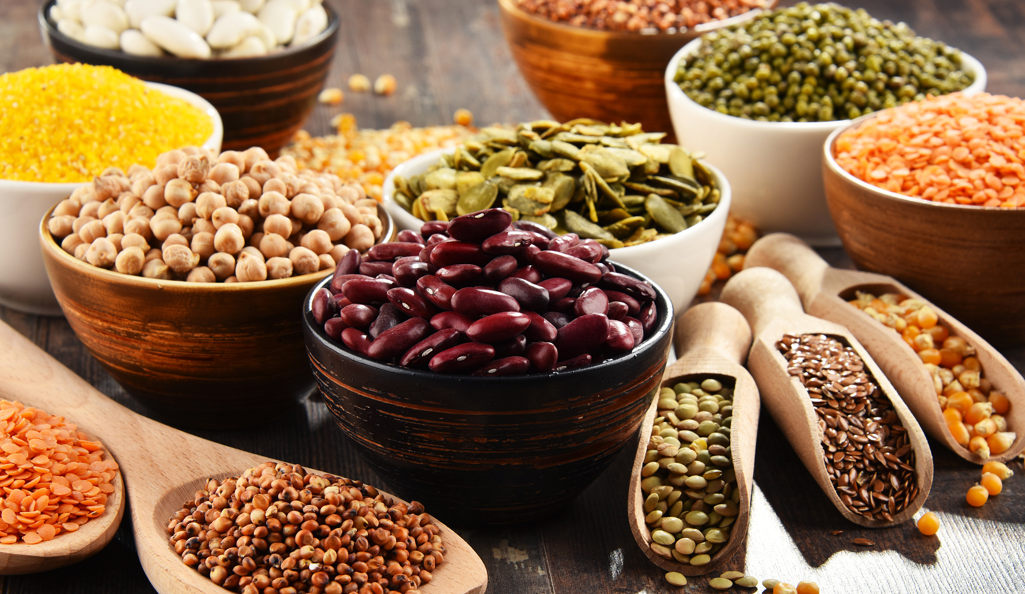 composition with variety of vegetarian food ingredients