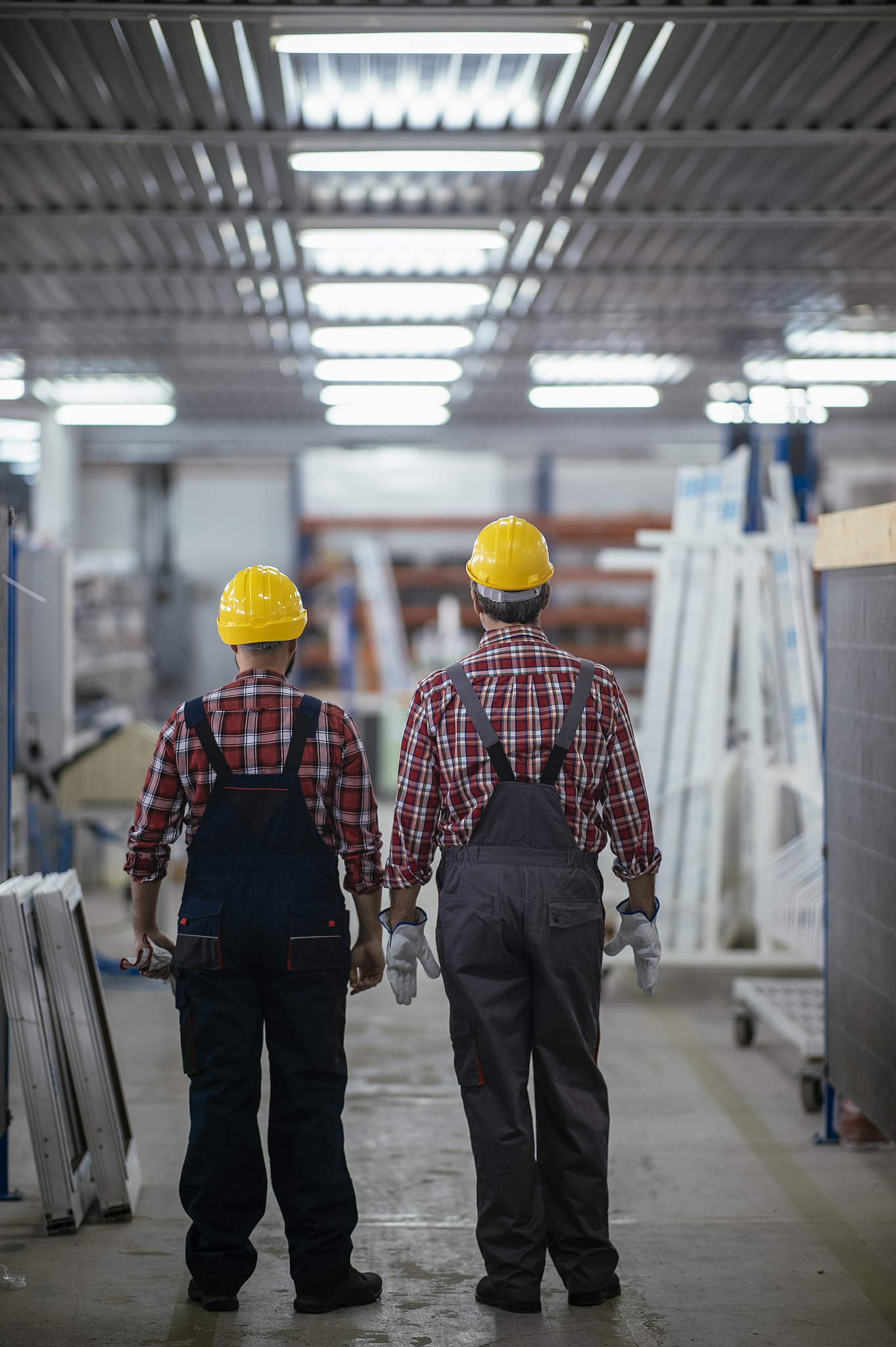 workers in factory stock photo
