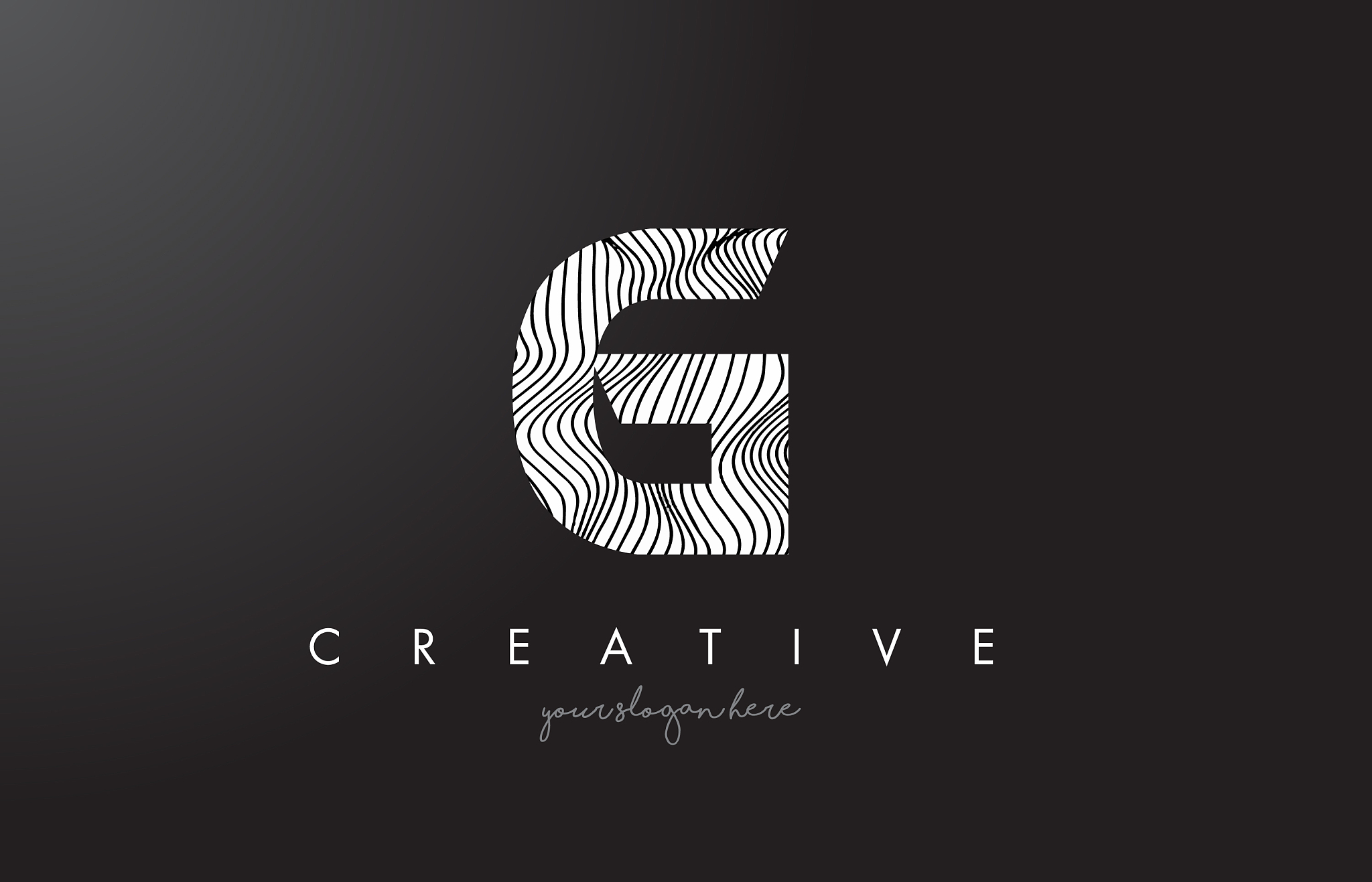 g letter logo with zebra lines texture design