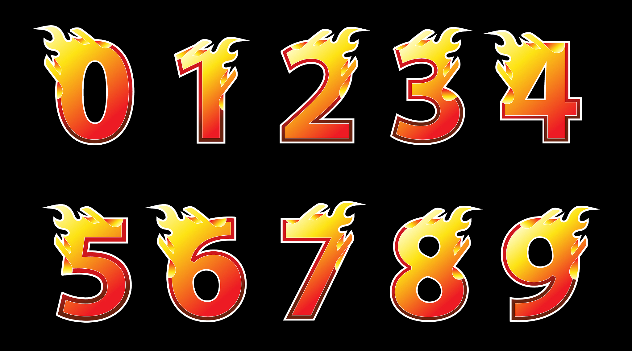 numbers fire logo design