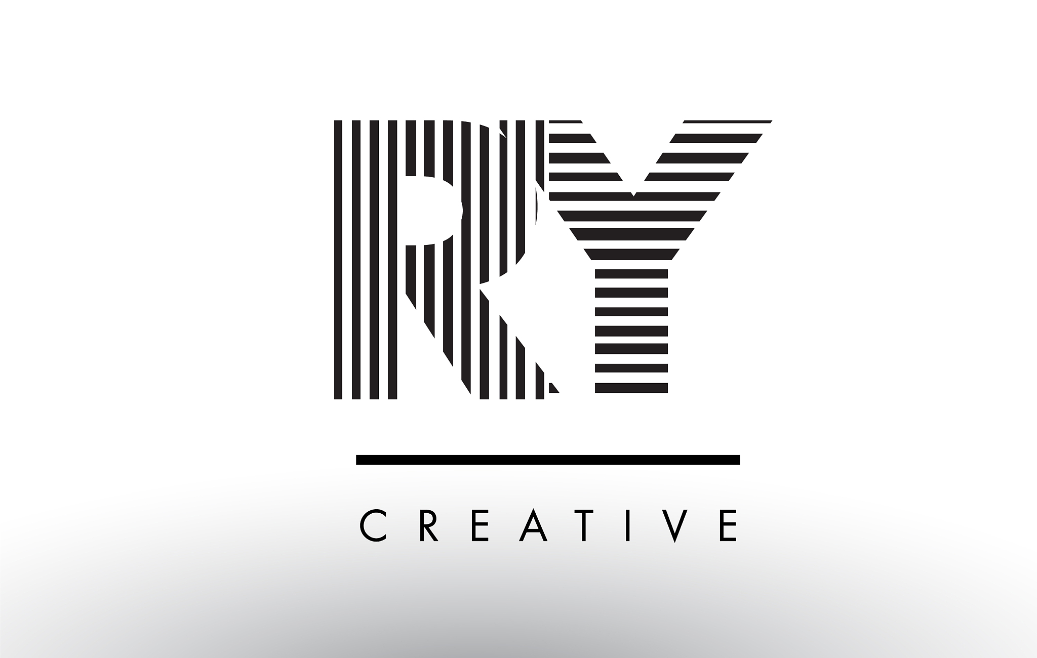 ry r y black and white lines letter logo design