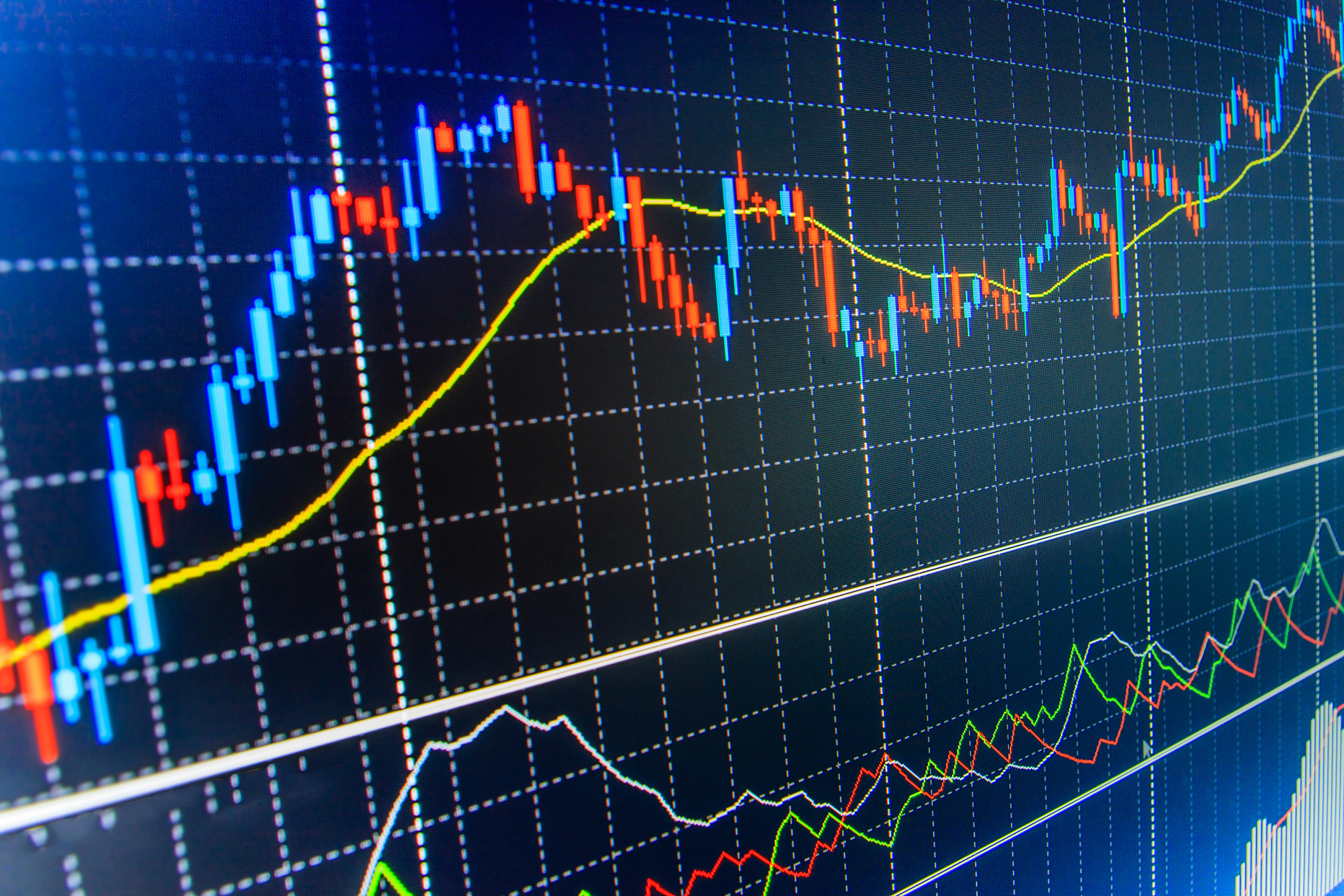 stock market graph and bar chart price display
