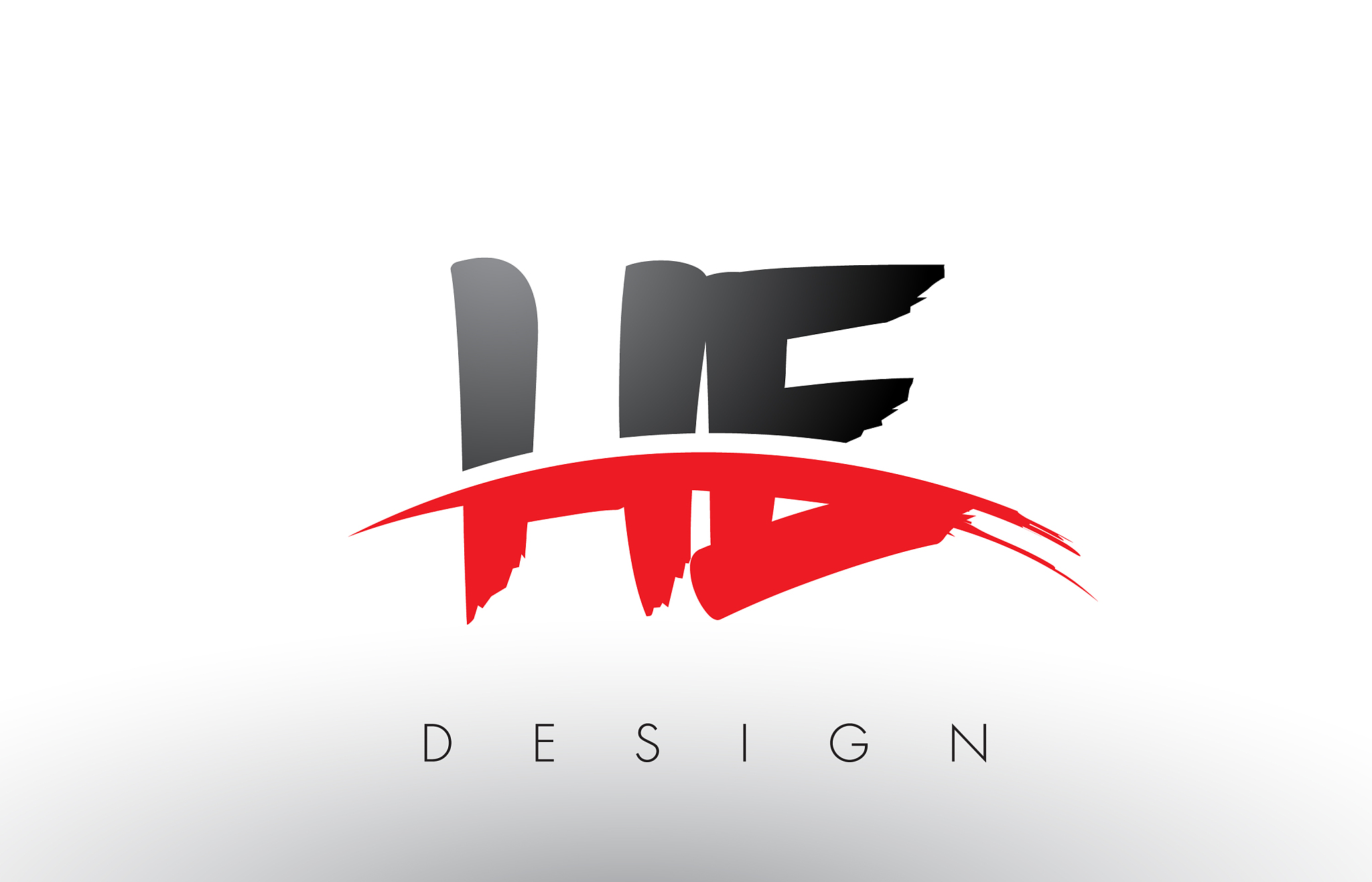 he h e brush logo letters with red and black