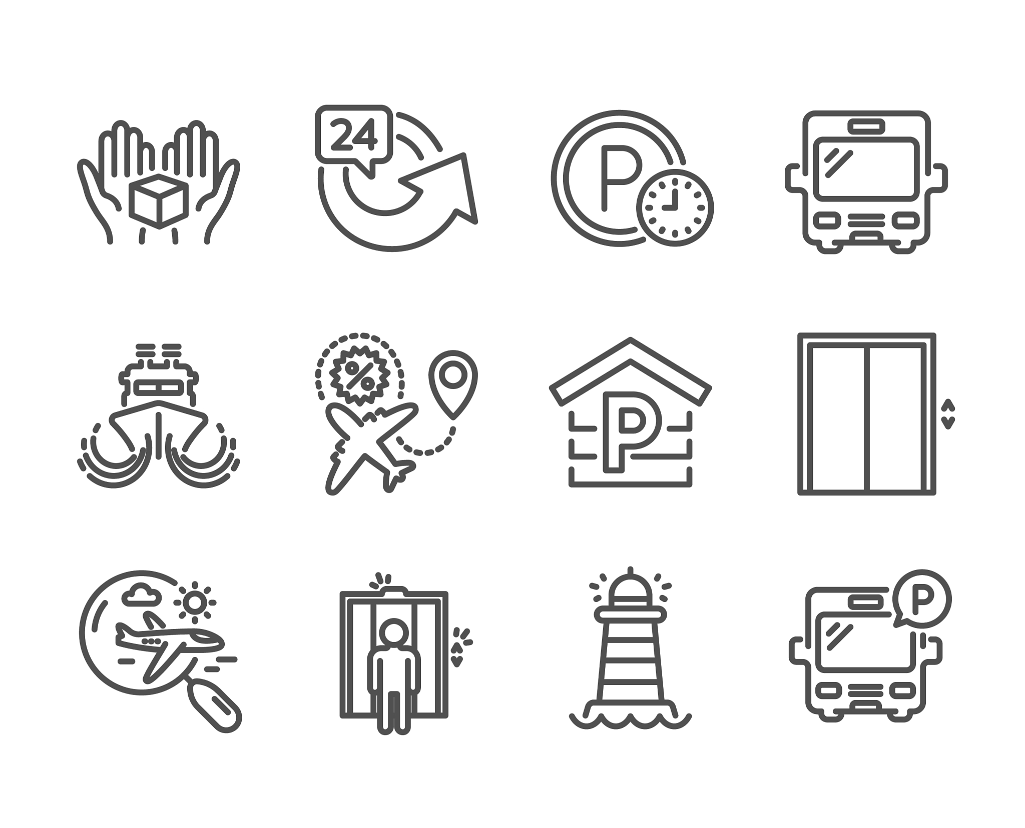set transportation icons such as parking time
