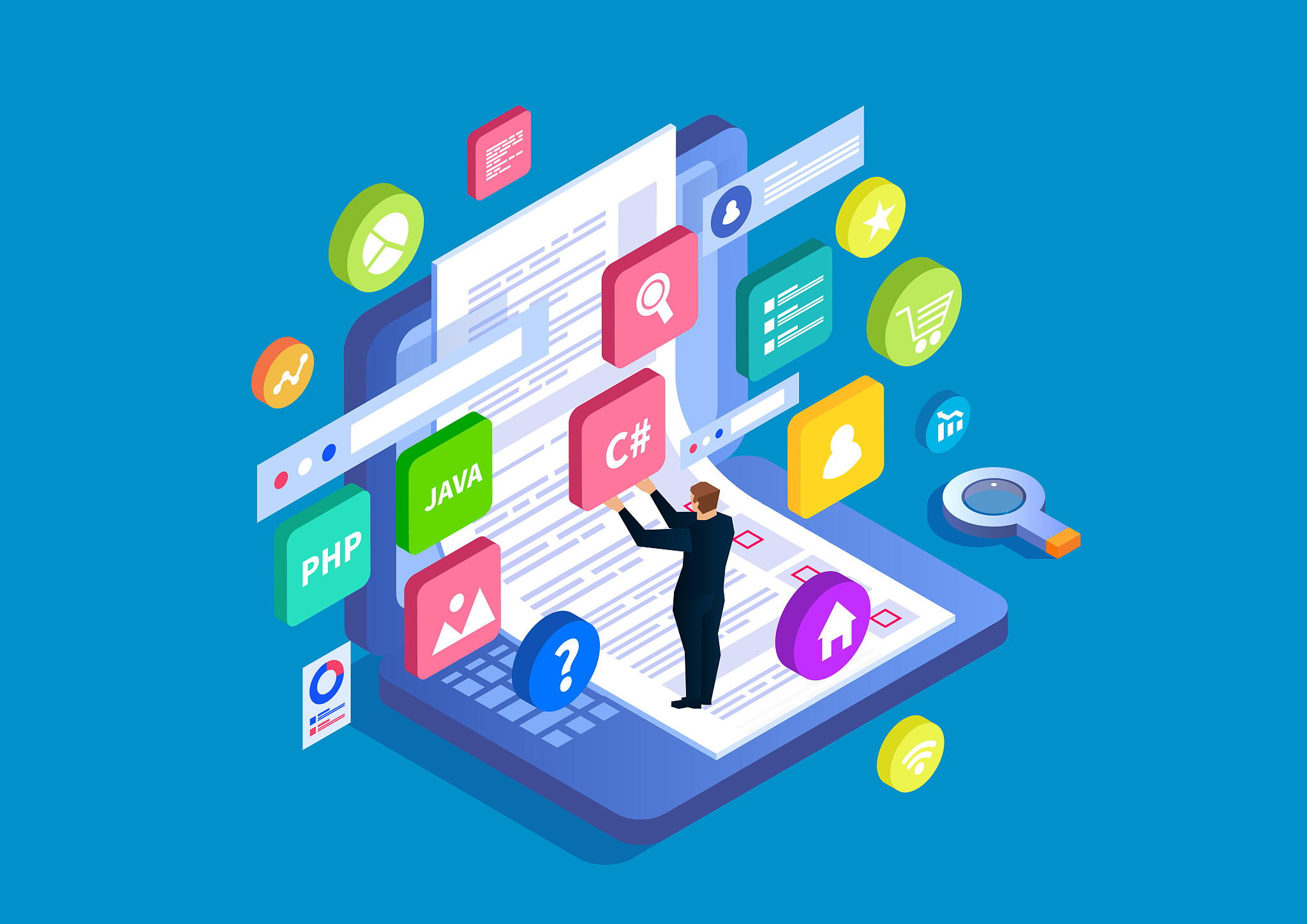 ui design and web testing, programming and coding, data analysis