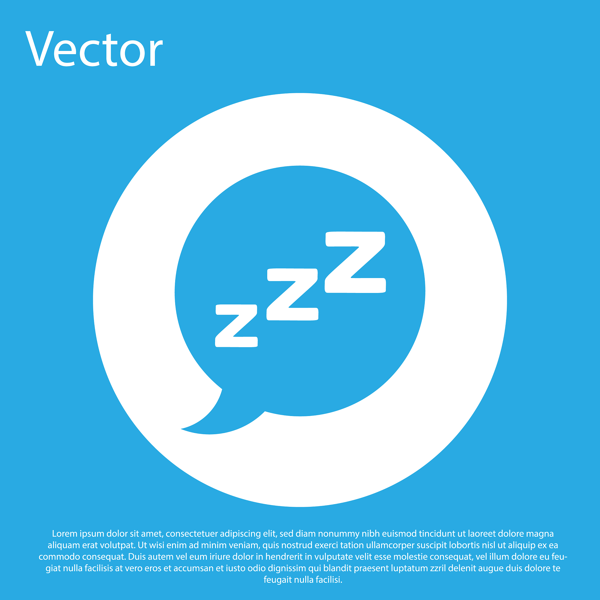 blue speech bubble with snoring icon isolated on