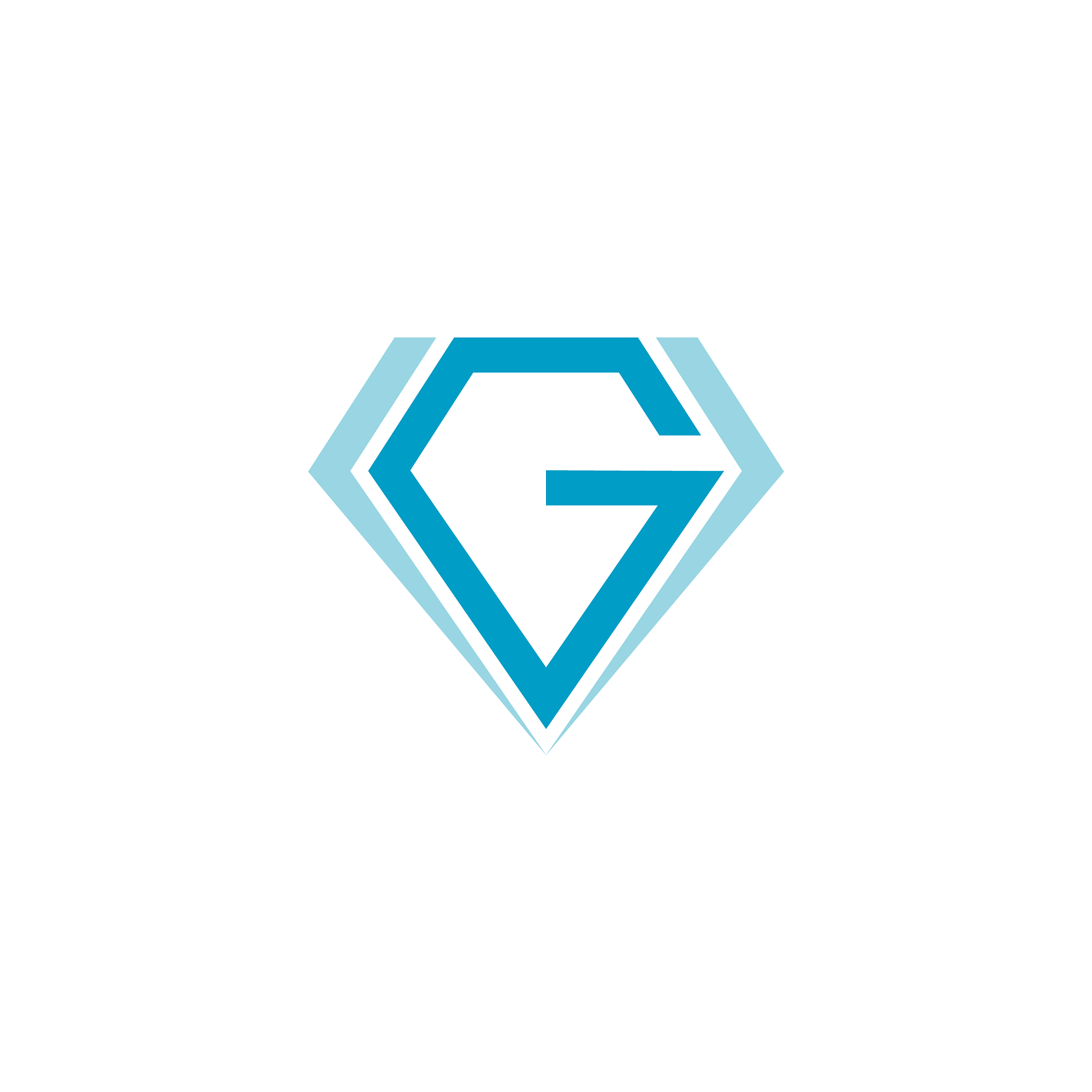 abstract letter g blue diamond geometric design