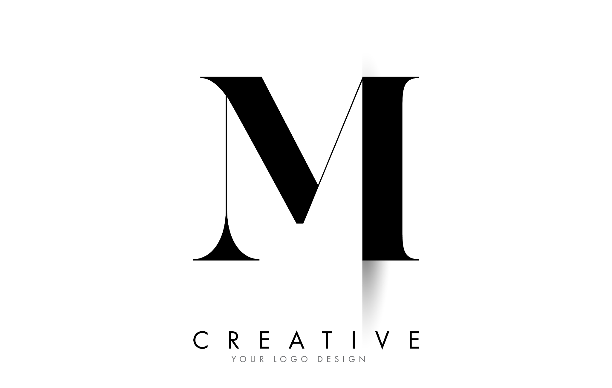 mi m i letter logo with creative shadow cut design