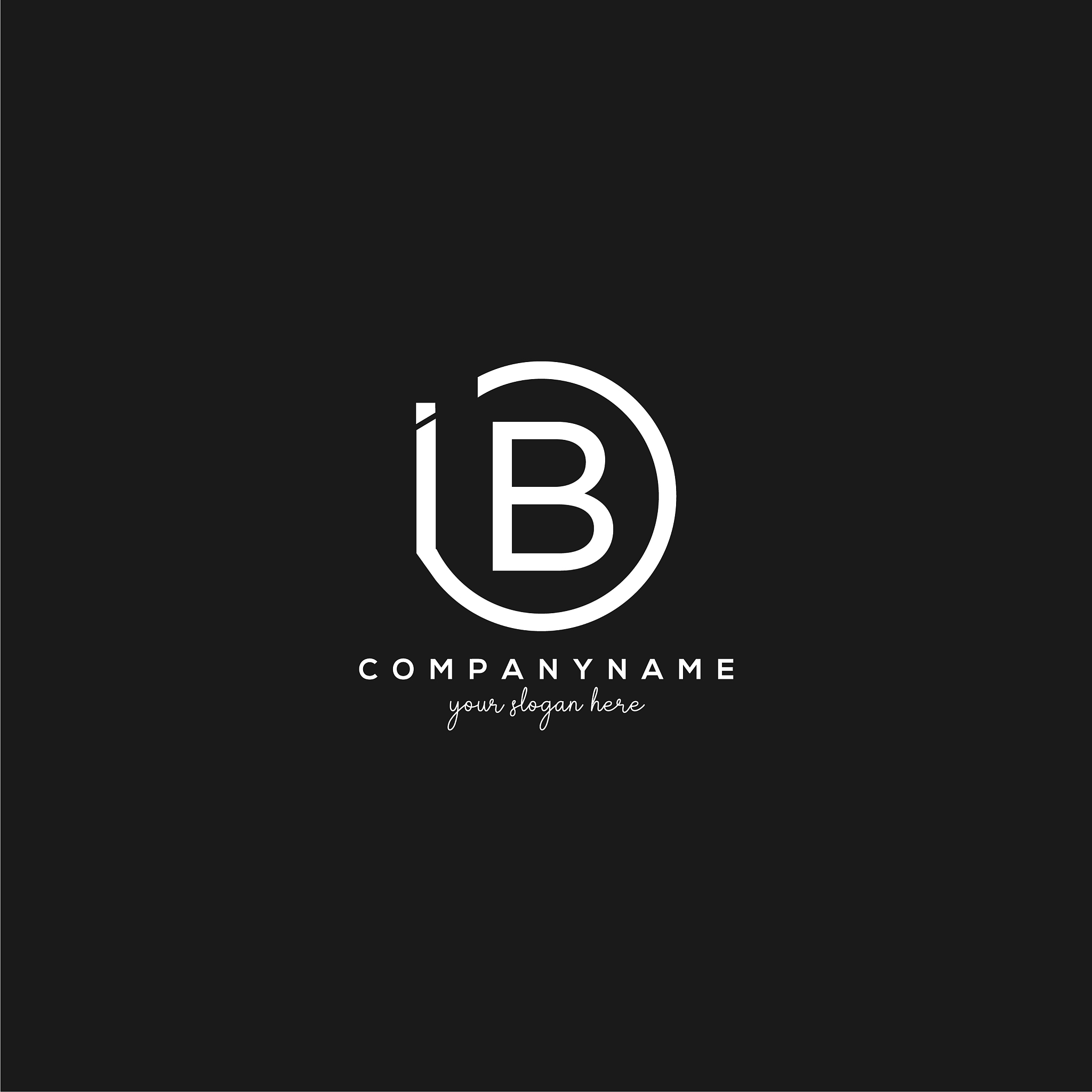 initial ib letter logo with circle template