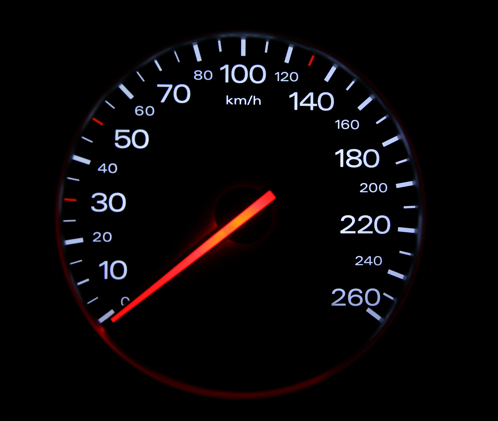 glowing speedometer of car
