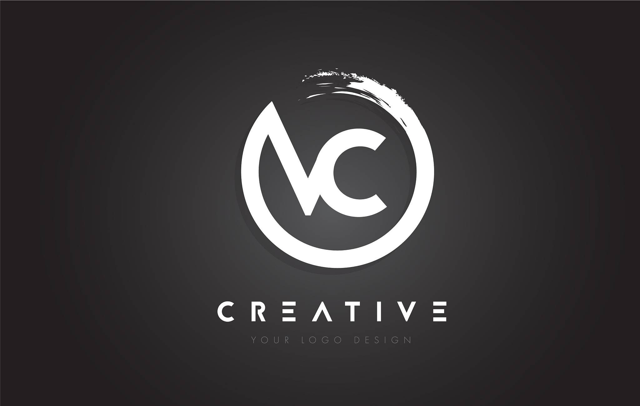 vc circular letter logo with circle brush design