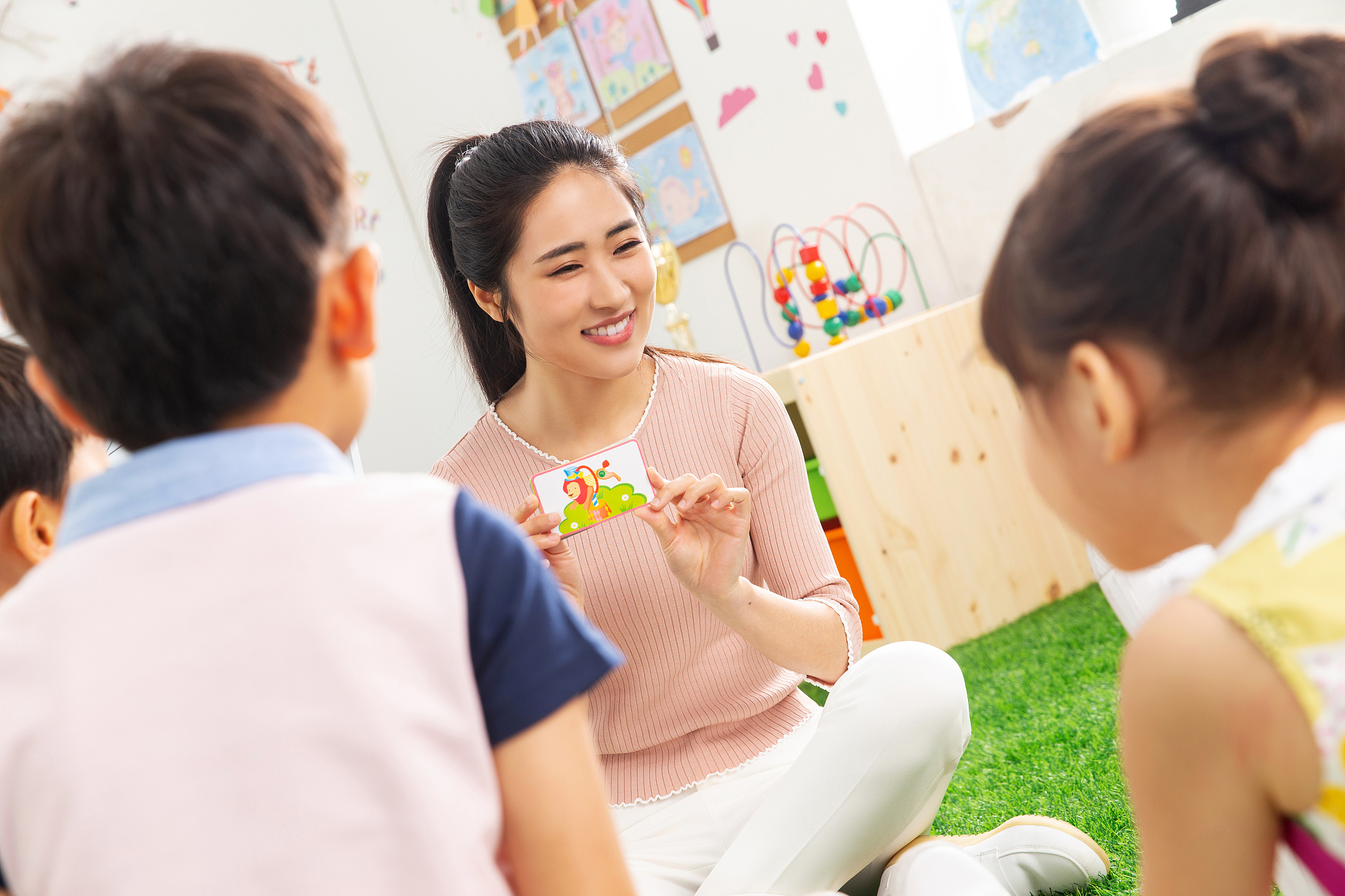 kindergarten teachers and the children
