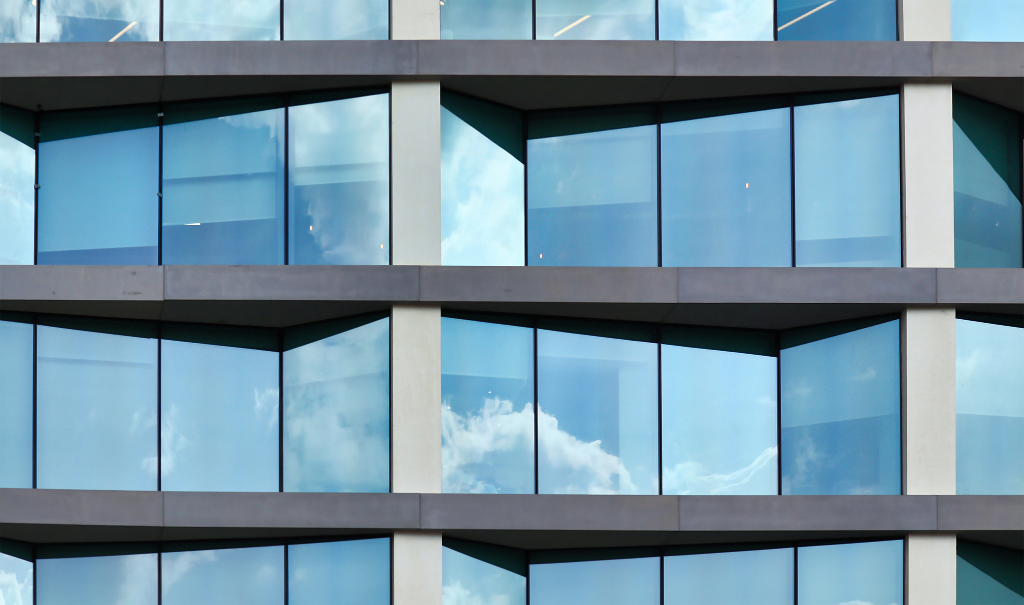 general modern glass building closeup view