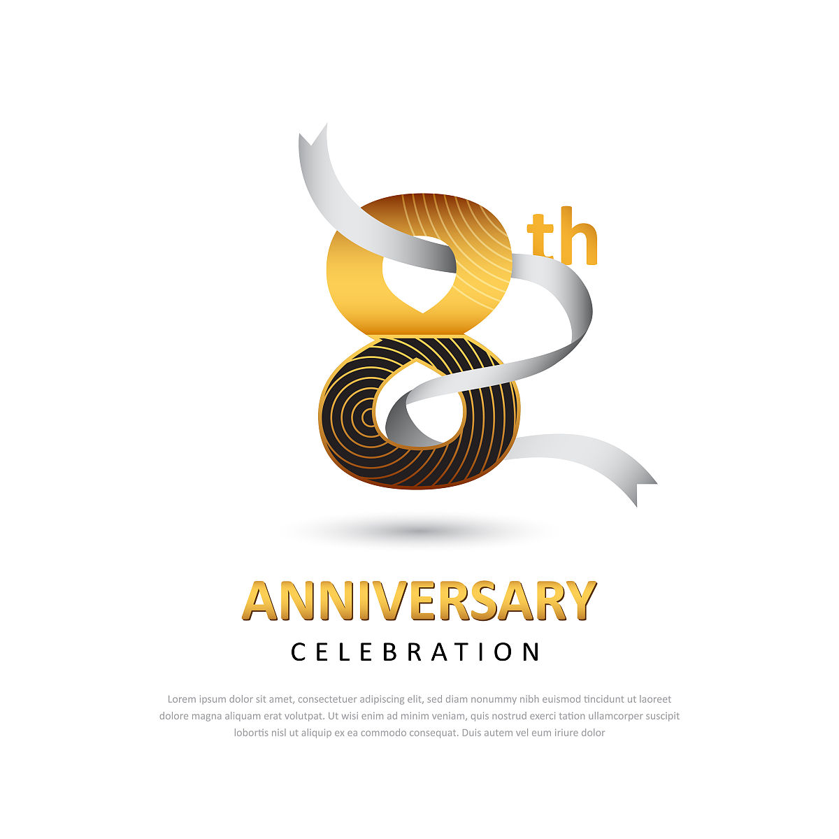 8年创意周年庆典模板设计与丝带