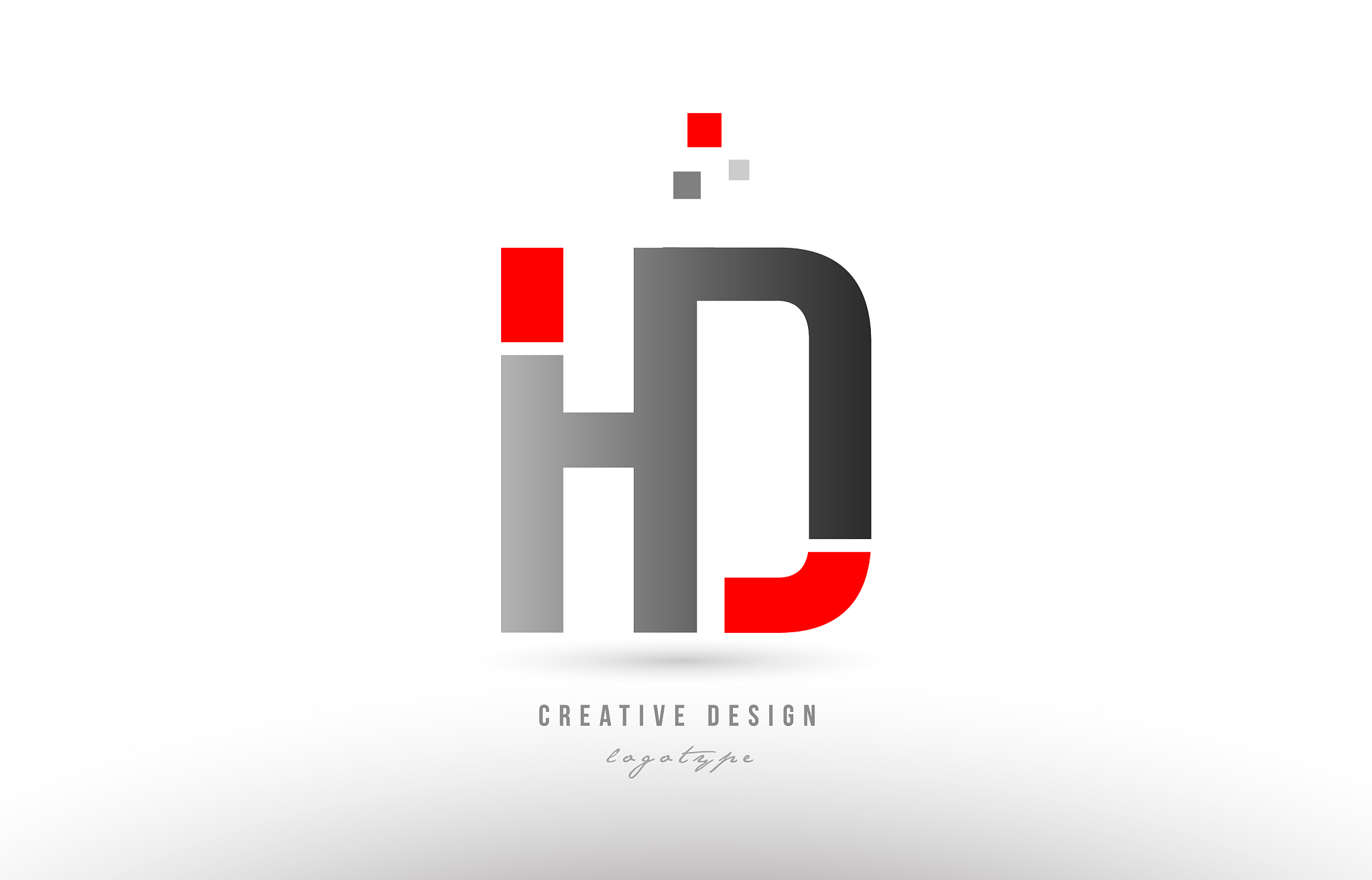 red grey alphabet letter hd h d logo combination