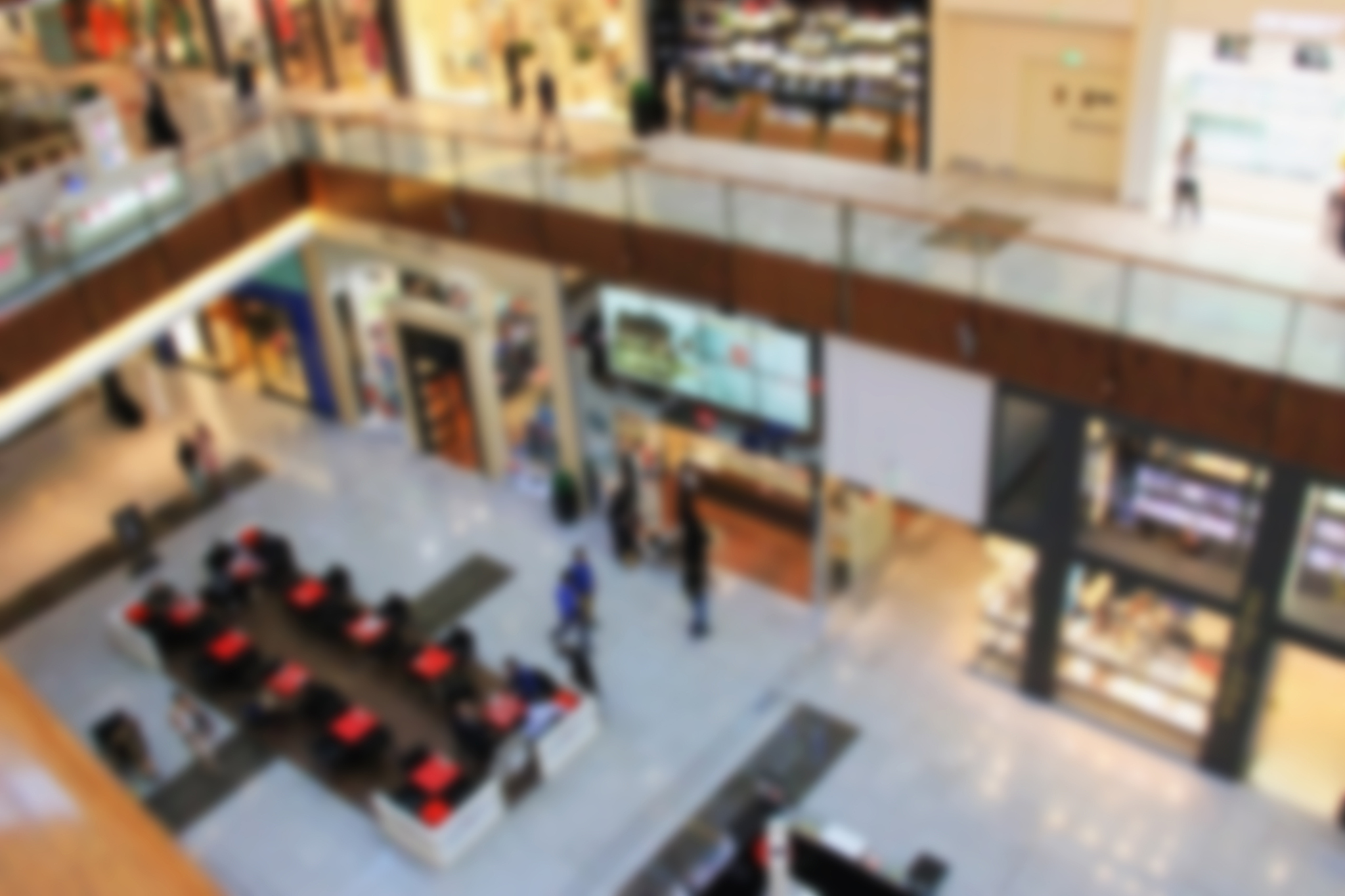 shopping center, view from the top inside, boutiques and shops,