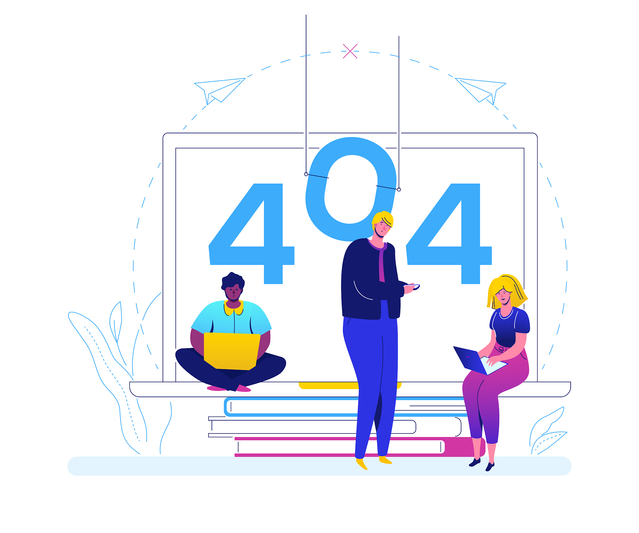 error 404 page - flat design style colorful illustration