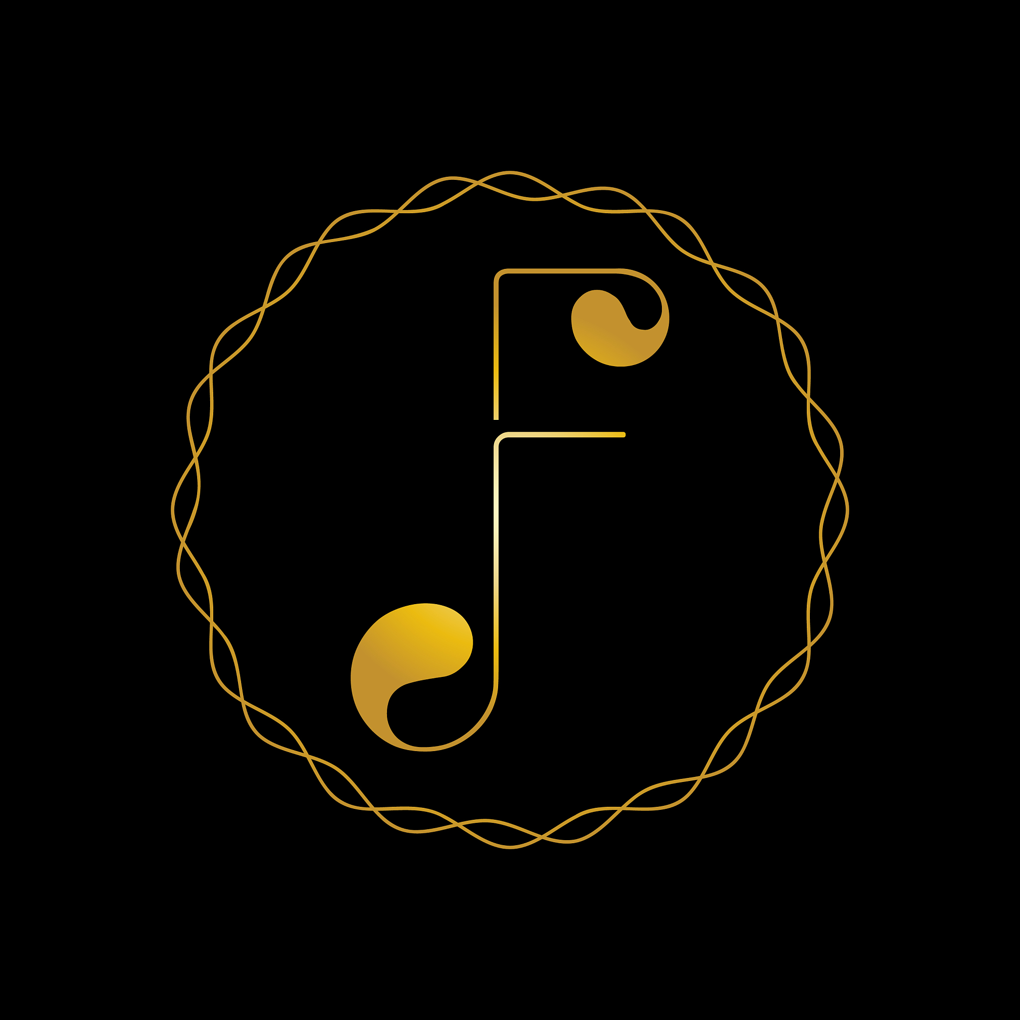f luxury gold letter logo template in for