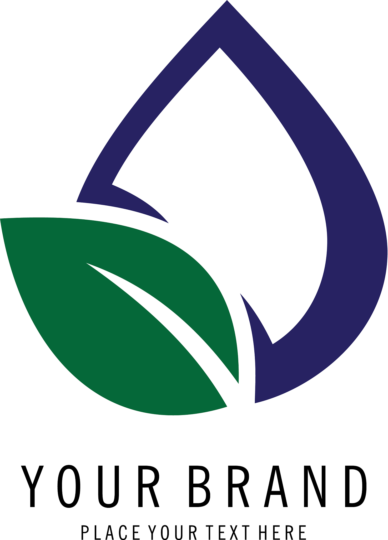 abstract leaf and water logo
